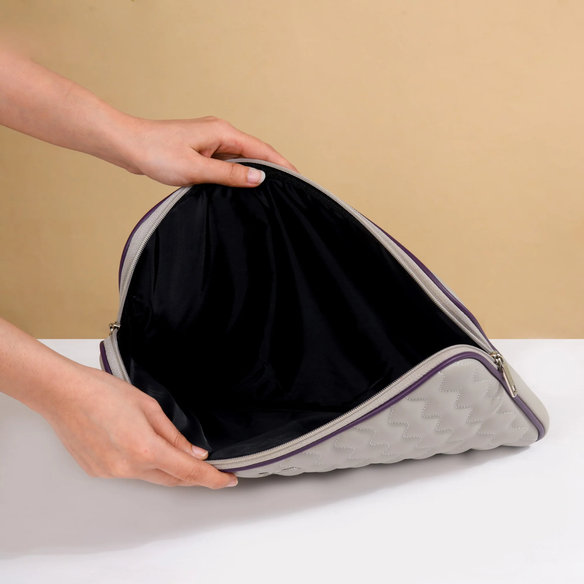 Soft Vegan Leather Laptop Sleeve Grey - Image 4