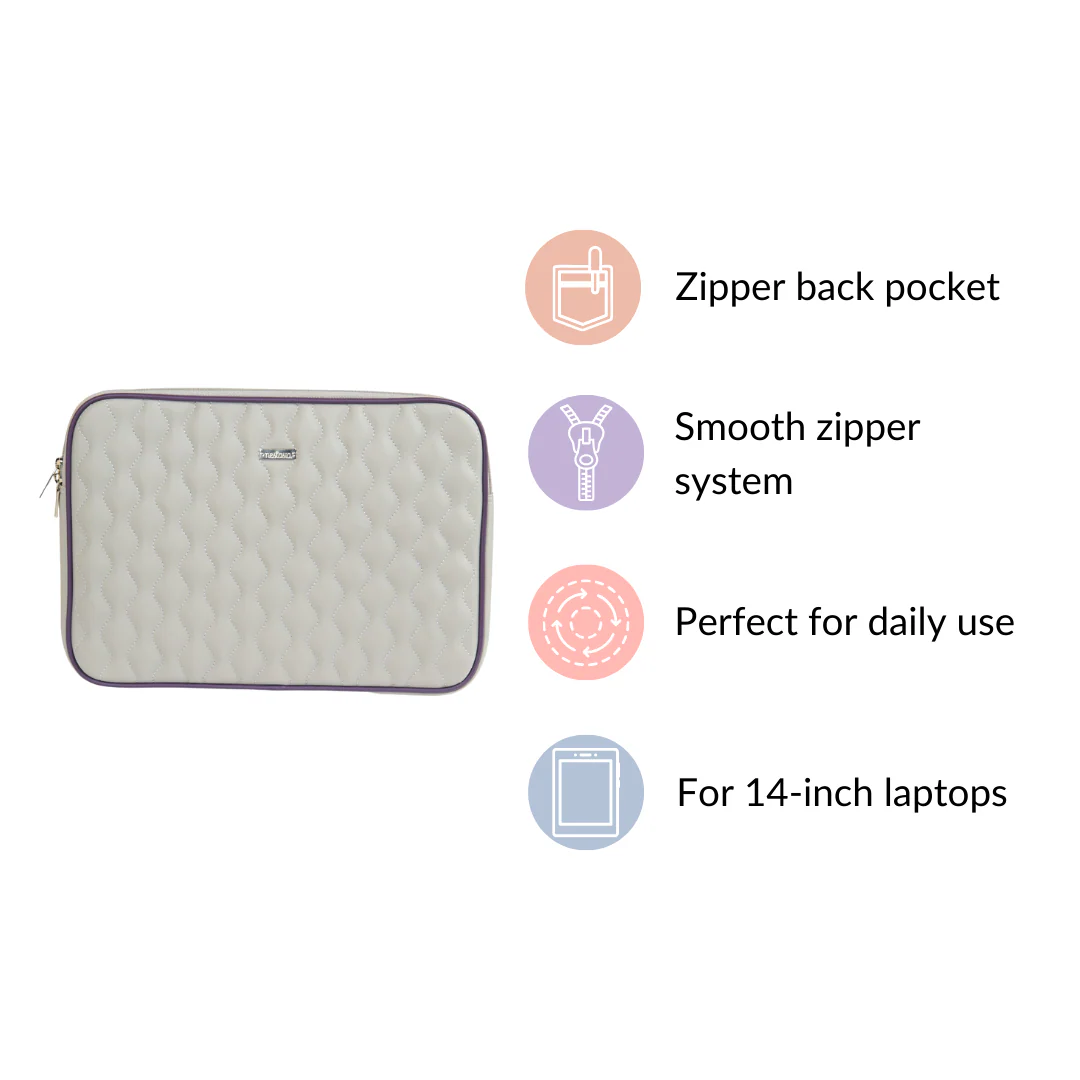Soft Vegan Leather Laptop Sleeve Grey - Image 7