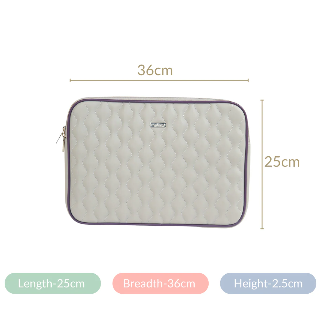 Soft Vegan Leather Laptop Sleeve Grey - Image 8