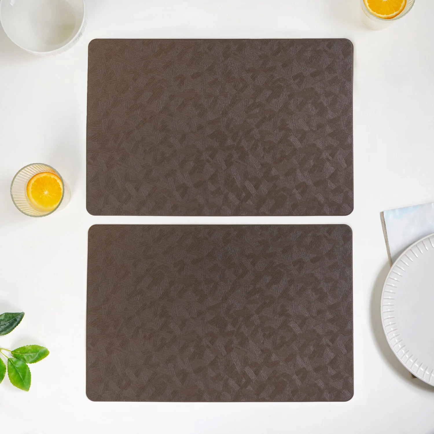 Songket Pattern Brown Dinner Table Mat Set Of 6 - Image 7