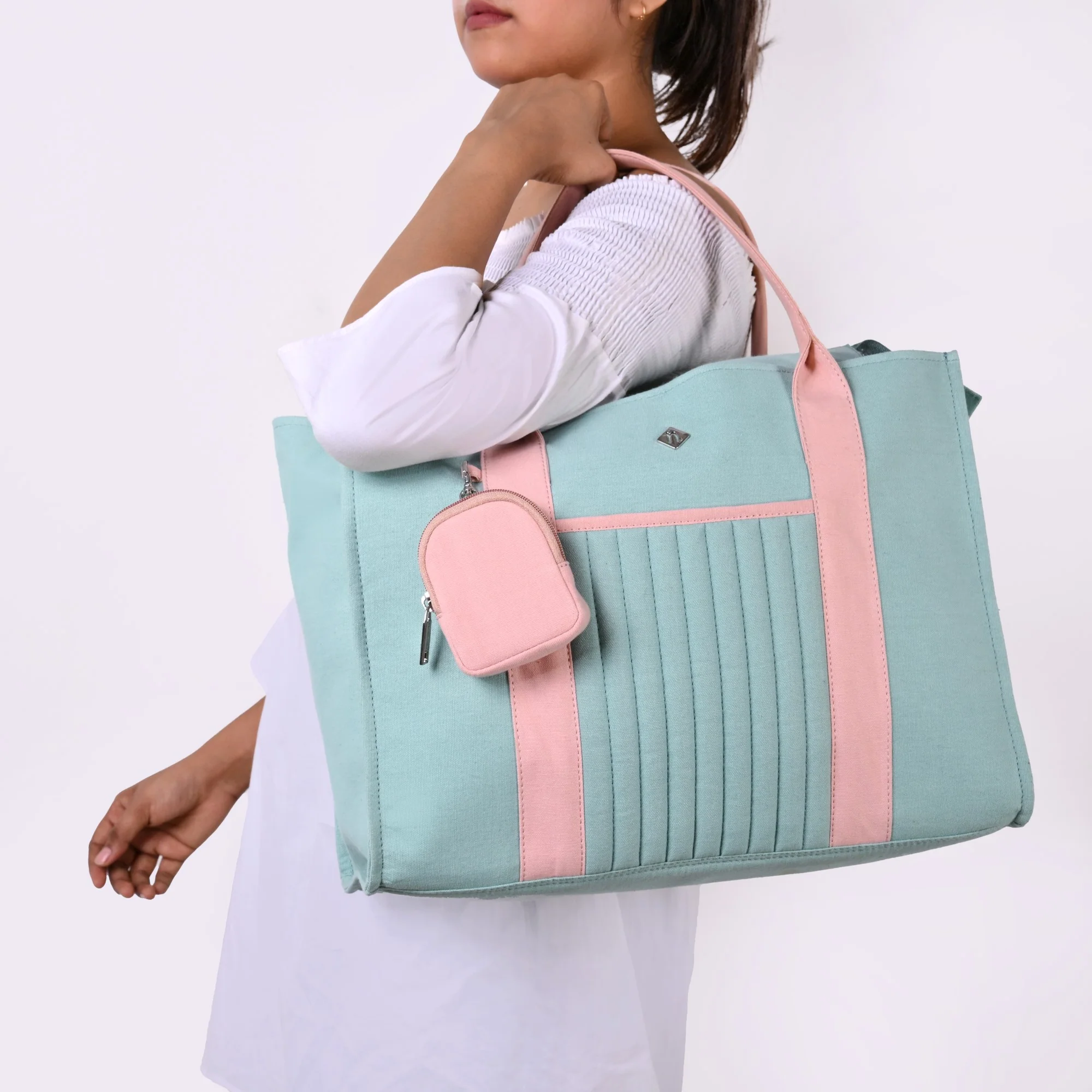 Sorella Mint Canvas Tote Bag With Coin Pouch - Image 2