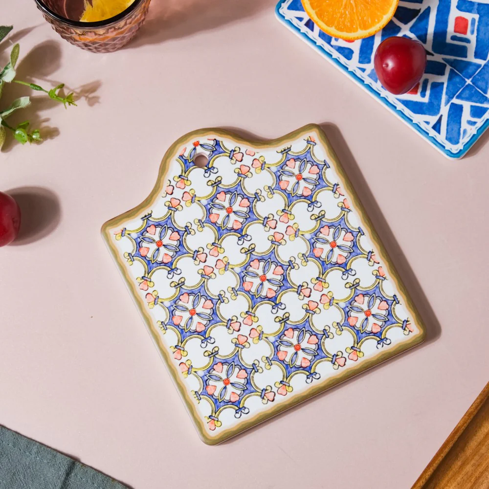 Spanish Art Ceramic Trivet Blue And White 7 Inch - Image 2