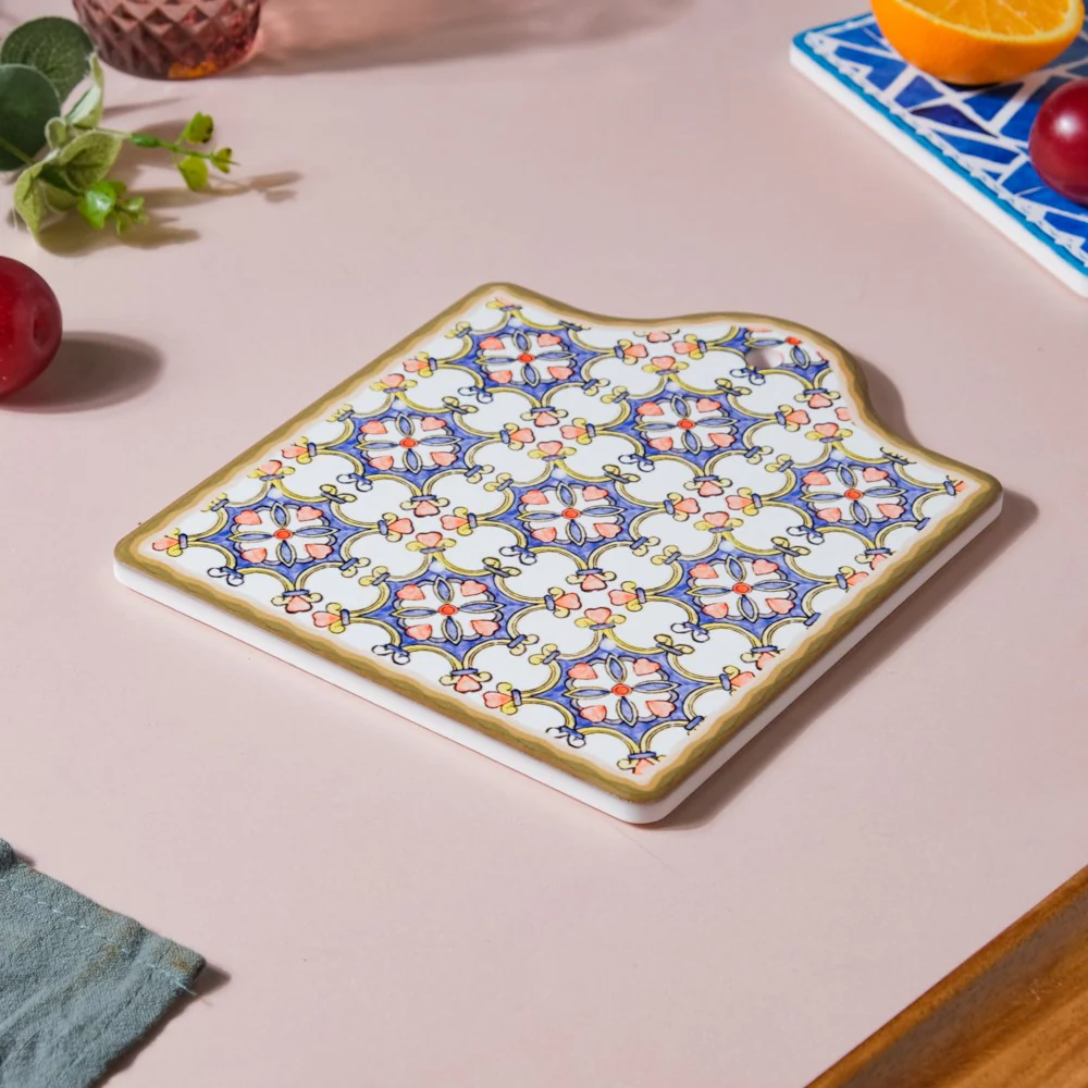 Spanish Art Ceramic Trivet Blue And White 7 Inch - Image 4