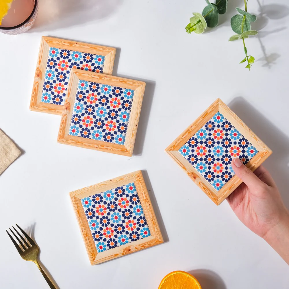 Spanish Tile Ceramic Coaster Set Of 4 - Image 3
