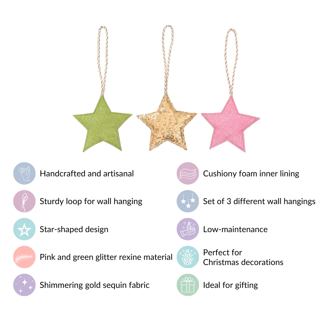 Sparkling Star Wall Hangings Ornaments Set of 3 - Image 6