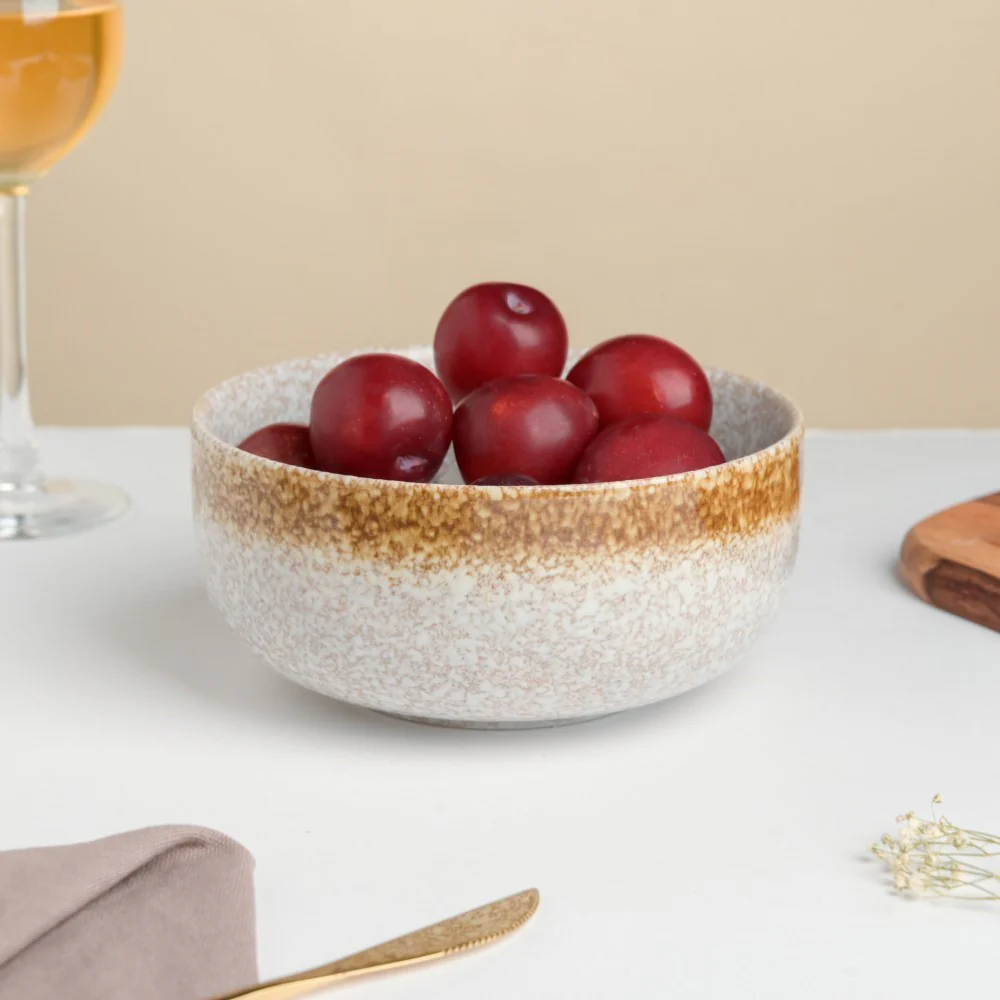 Speckled Glossy Curry Bowl Grey Brown 500 ml