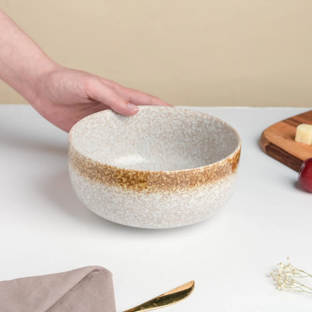 Speckled Glossy Curry Bowl Grey Brown 500 ml - Image 2