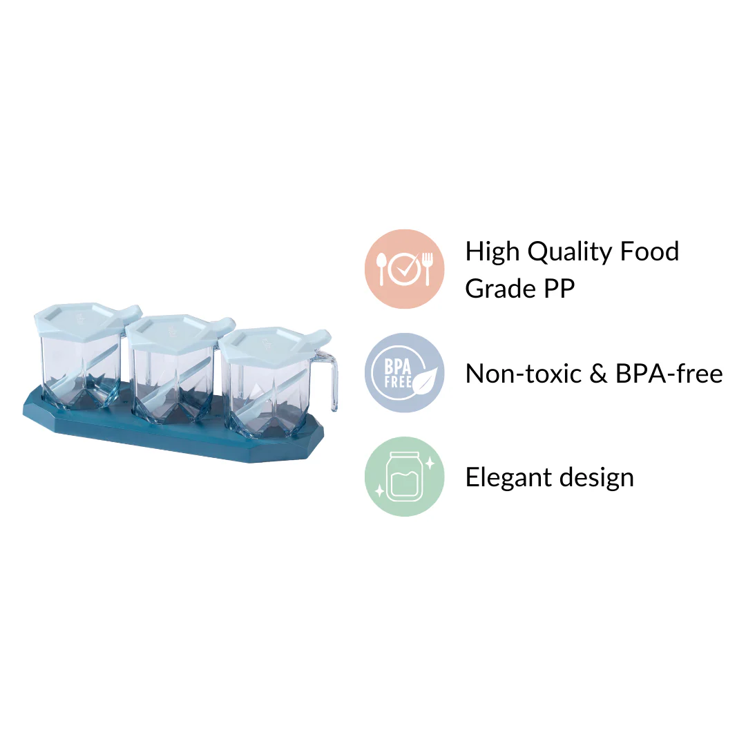 Spice Containers With Spoons Set Of 3 Blue - Image 10