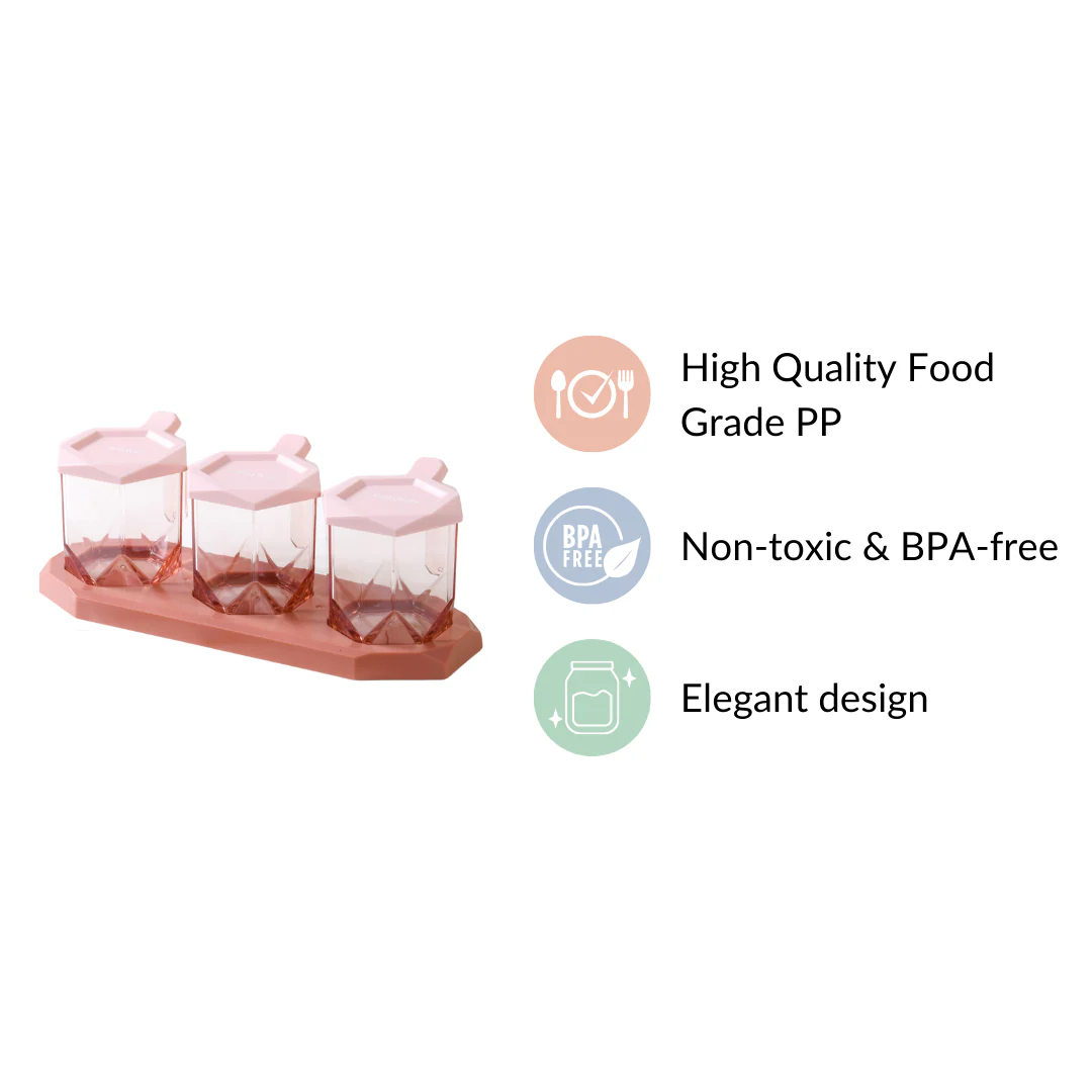 Spice Containers With Spoons Set Of 3 Pink - Image 10