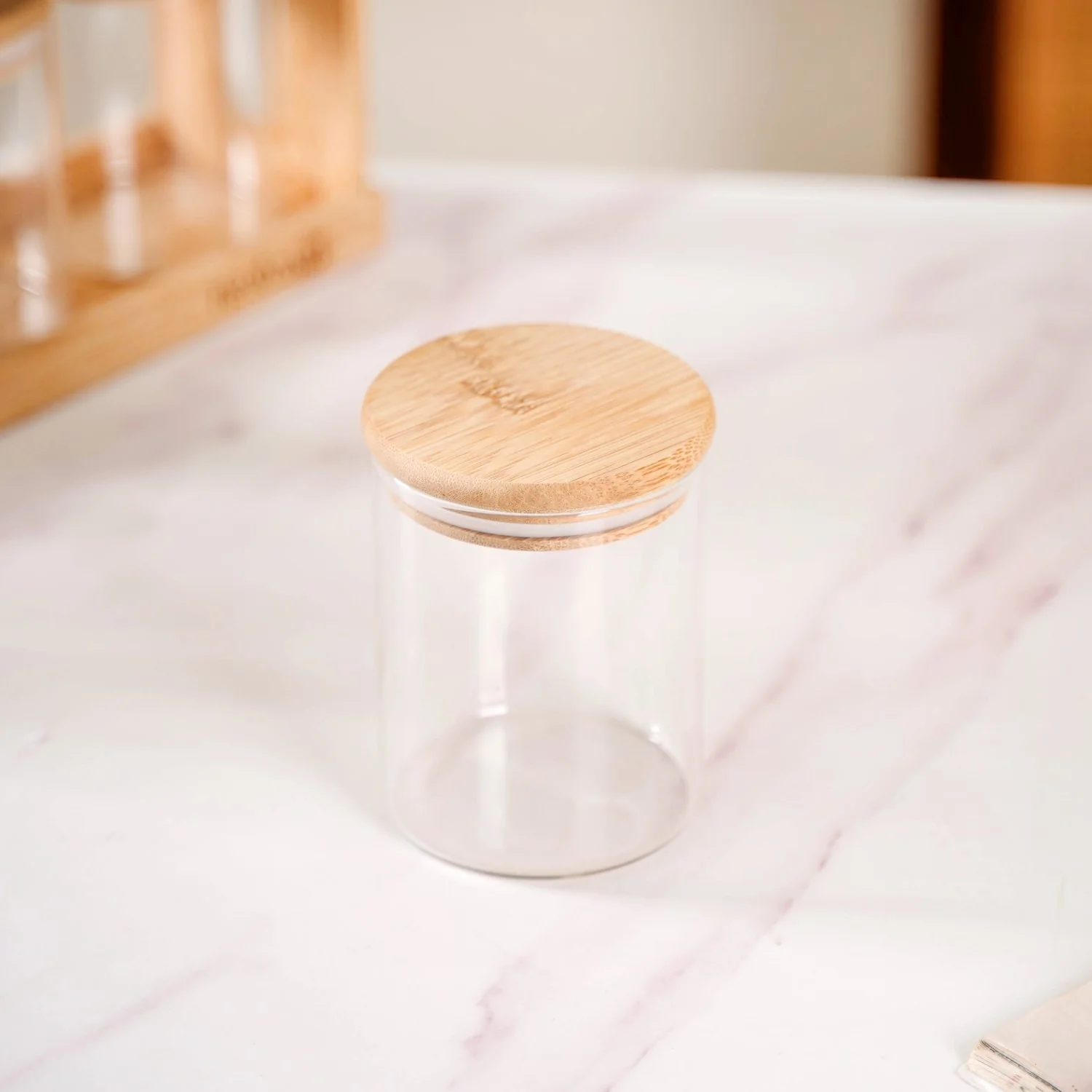 Spice Jars And Oil Bottles Set Of 12 With Wooden Stand - Image 8