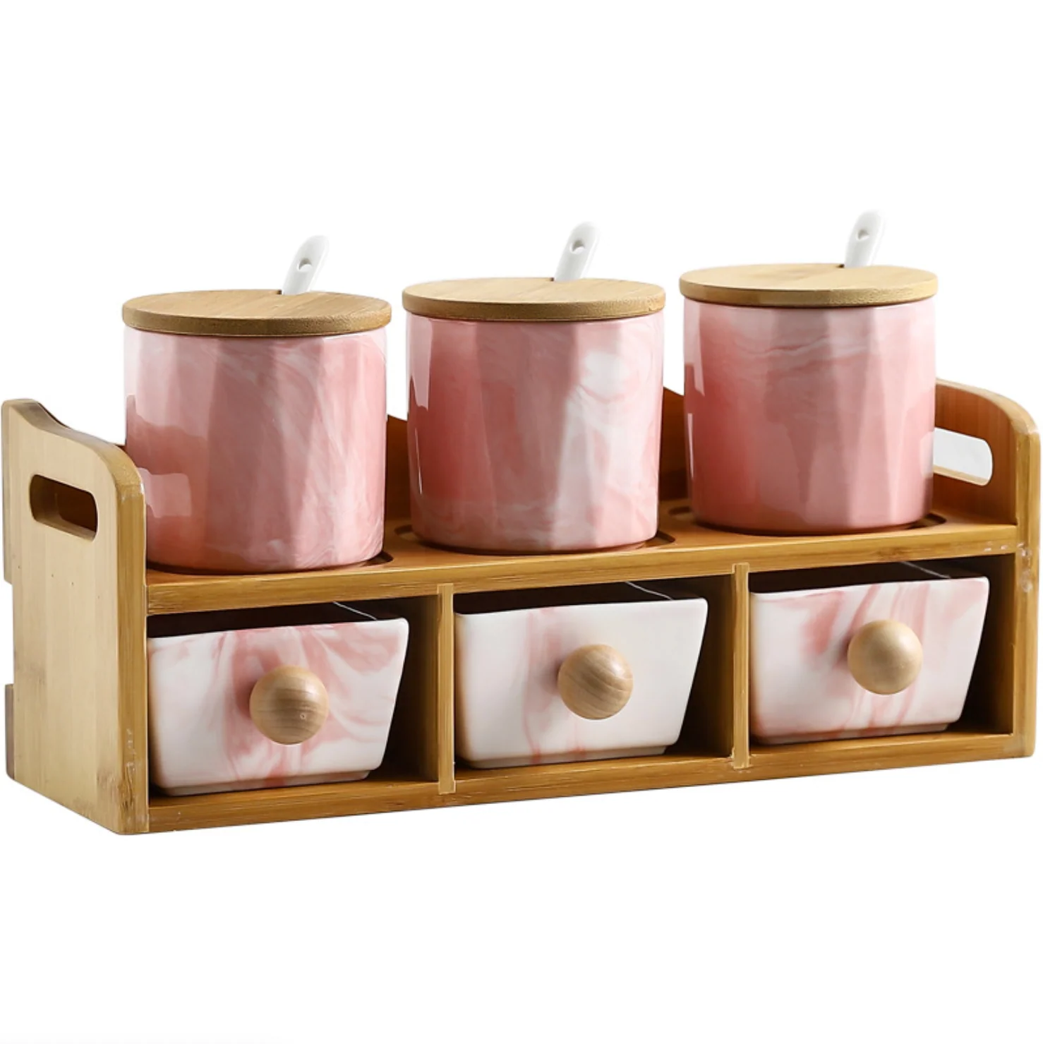CHICERAMIC Marble Spice Box with Drawers - Pink - Image 3