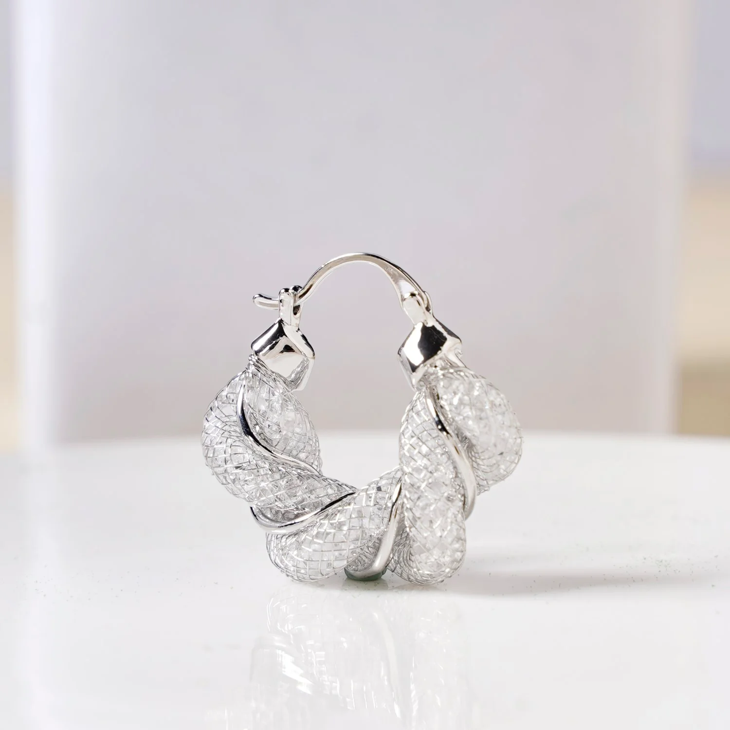 Spiral Glow Hoops Silver - Image 2