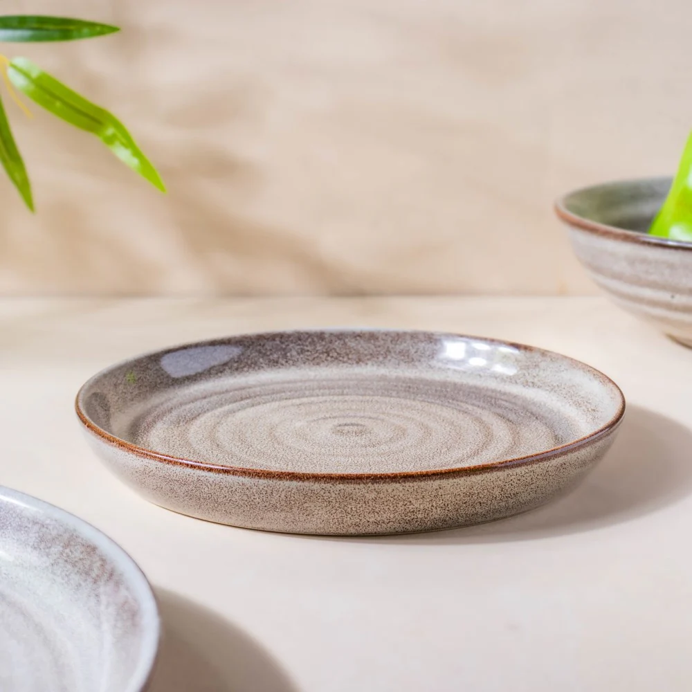 Spiral Handcrafted Plate For Snacks Grey 7 Inch - Image 3