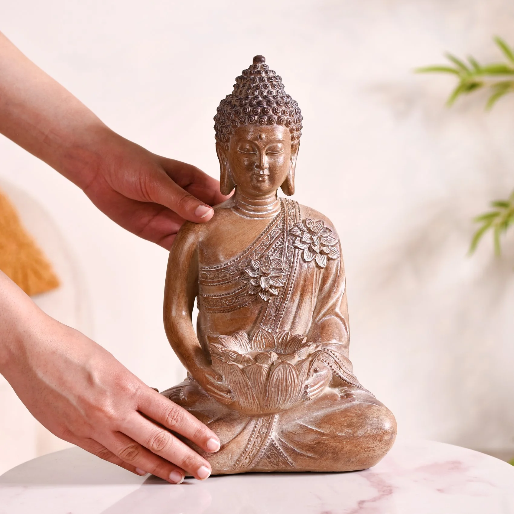 Spiritual Lotus Buddha Showpiece With Tealight Holder - Image 3