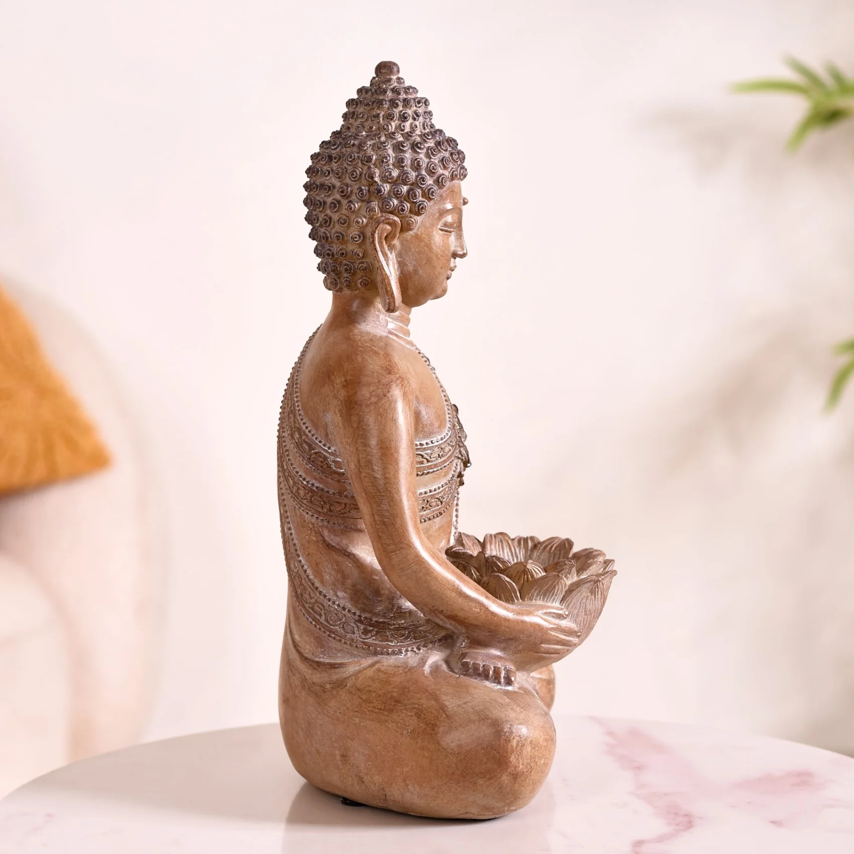 Spiritual Lotus Buddha Showpiece With Tealight Holder - Image 7