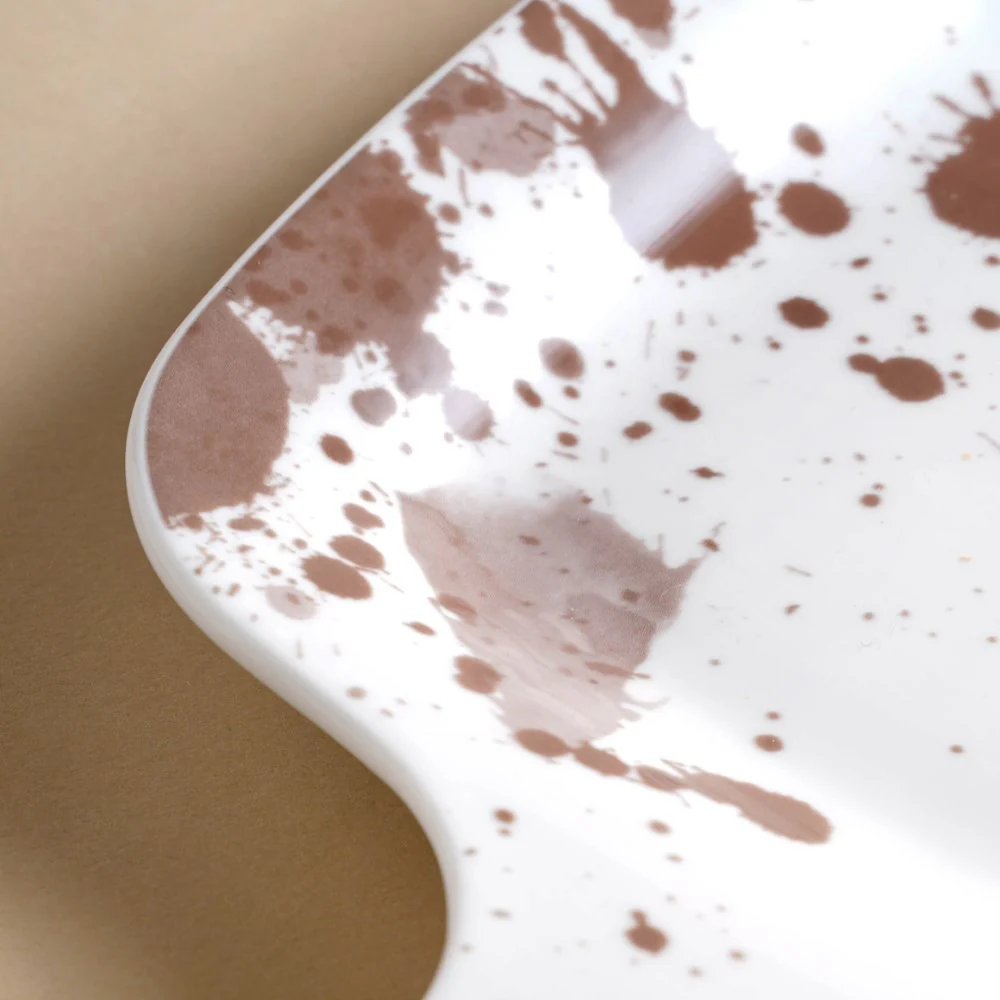 Splash Patterned Snack Plate With Handle Brown 11 Inch - Image 5