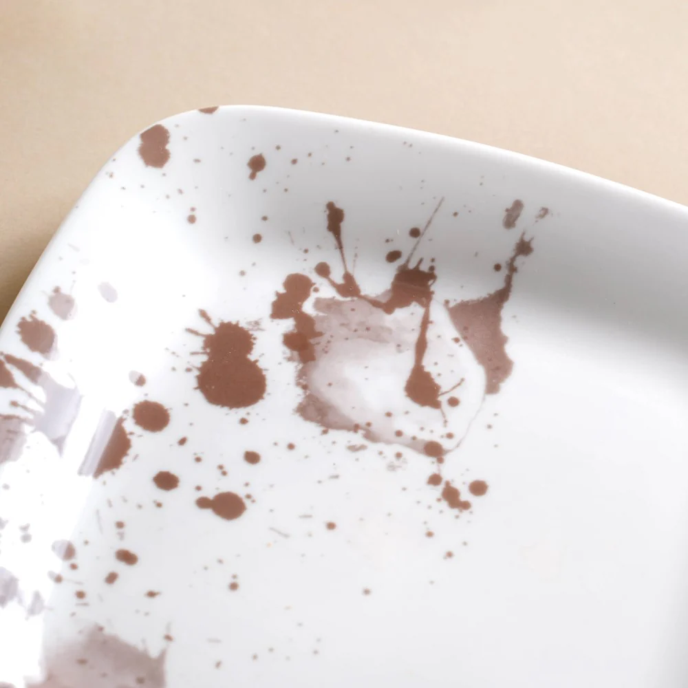 Splash Patterned Snack Plate With Handle Brown 11 Inch - Image 7