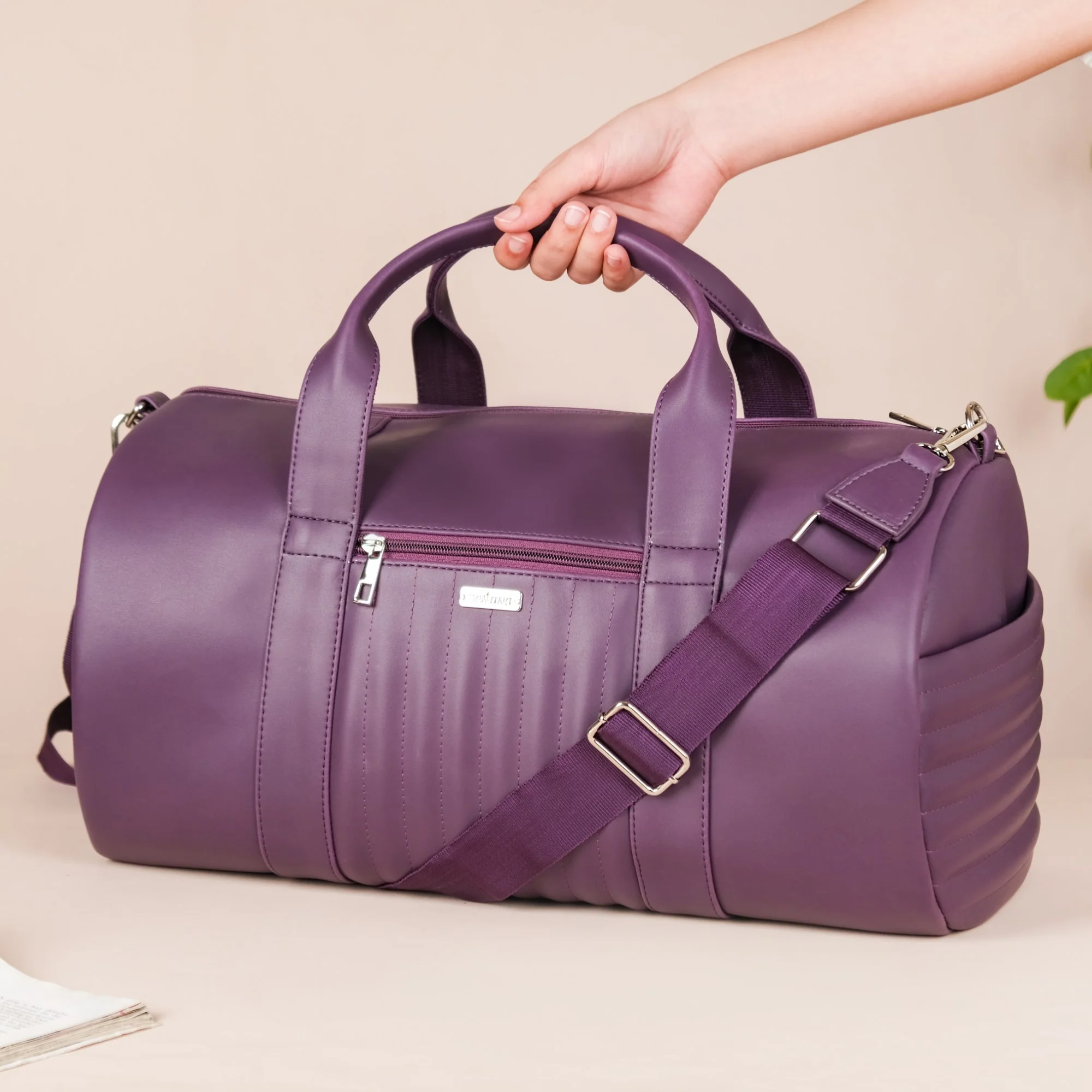 Sporty Duffel Bag Purple Large 17x9 Inch - Image 3