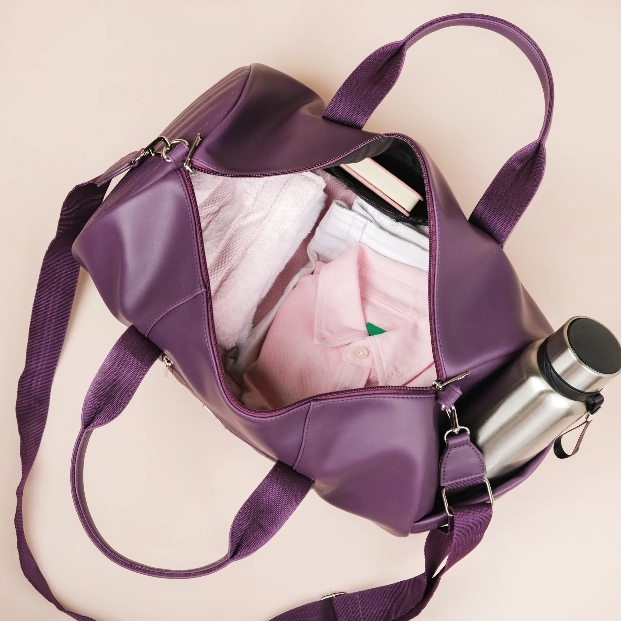 Sporty Duffel Bag Purple Large 17x9 Inch - Image 4