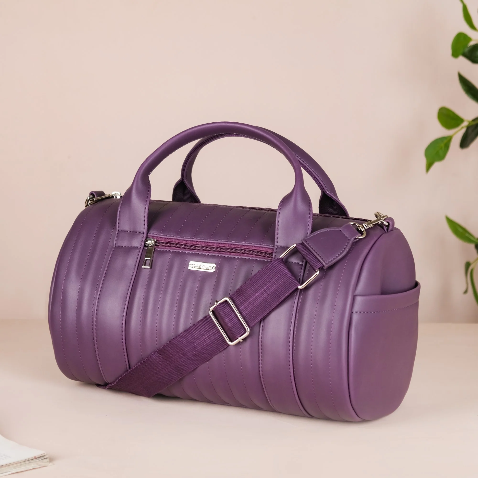 Sporty Duffel Bag Purple Small 14x7 Inch - Image 8