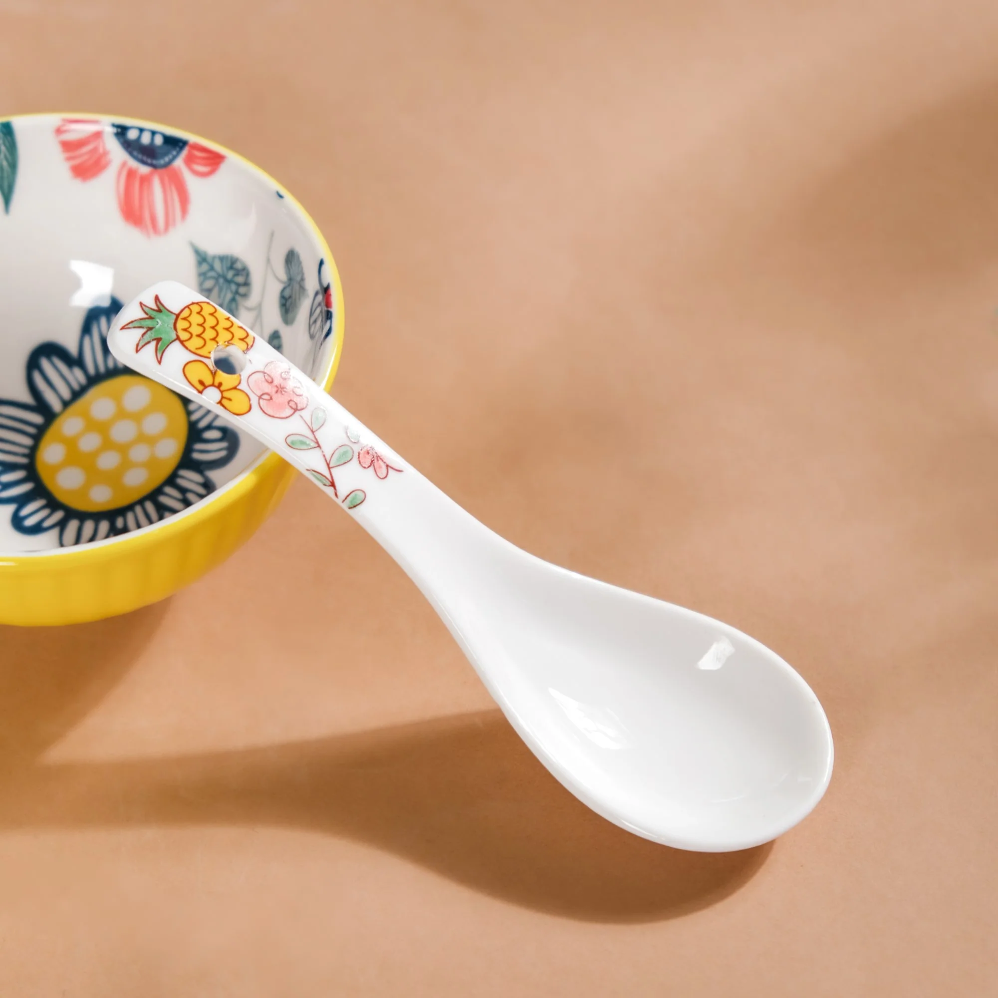 Spring Floral Ceramic Soup Spoon - Image 2