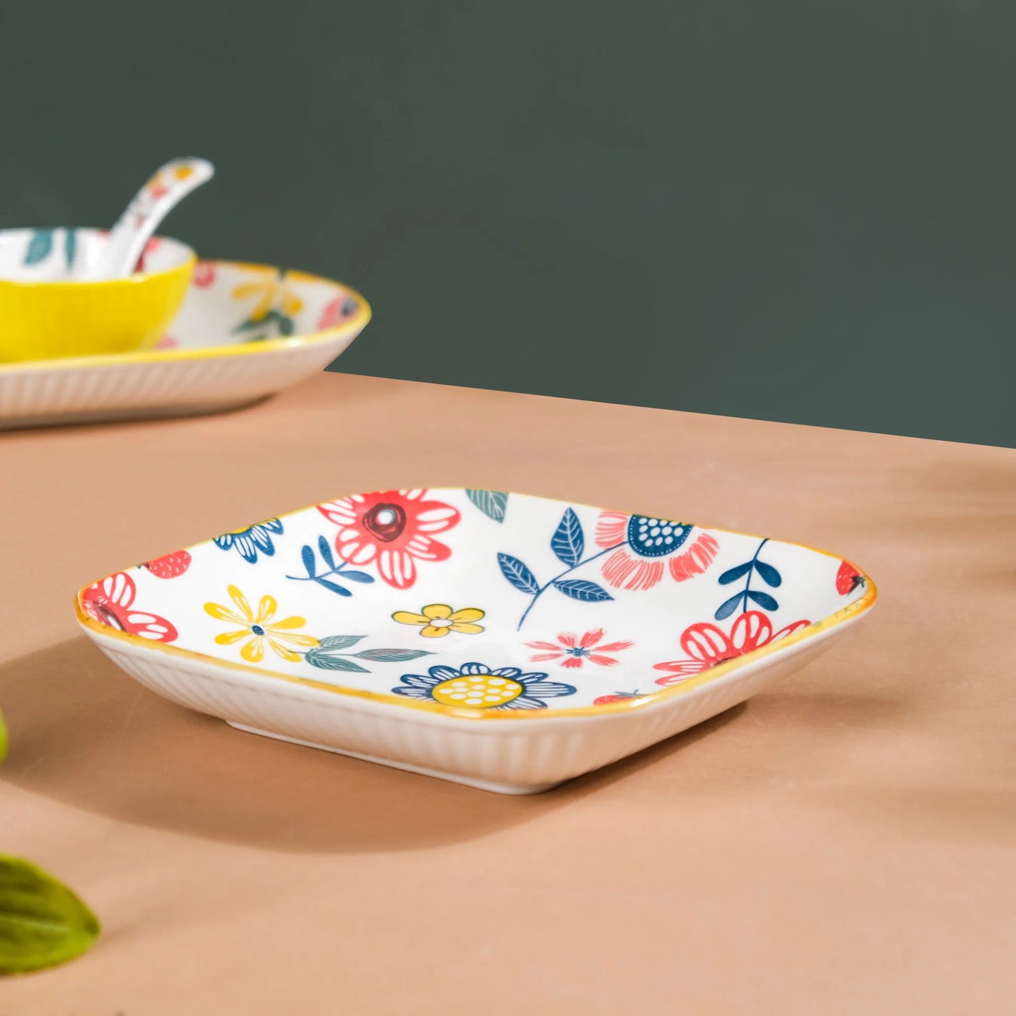 Spring Floral Square Snack Plate 8 Inch - Image 7