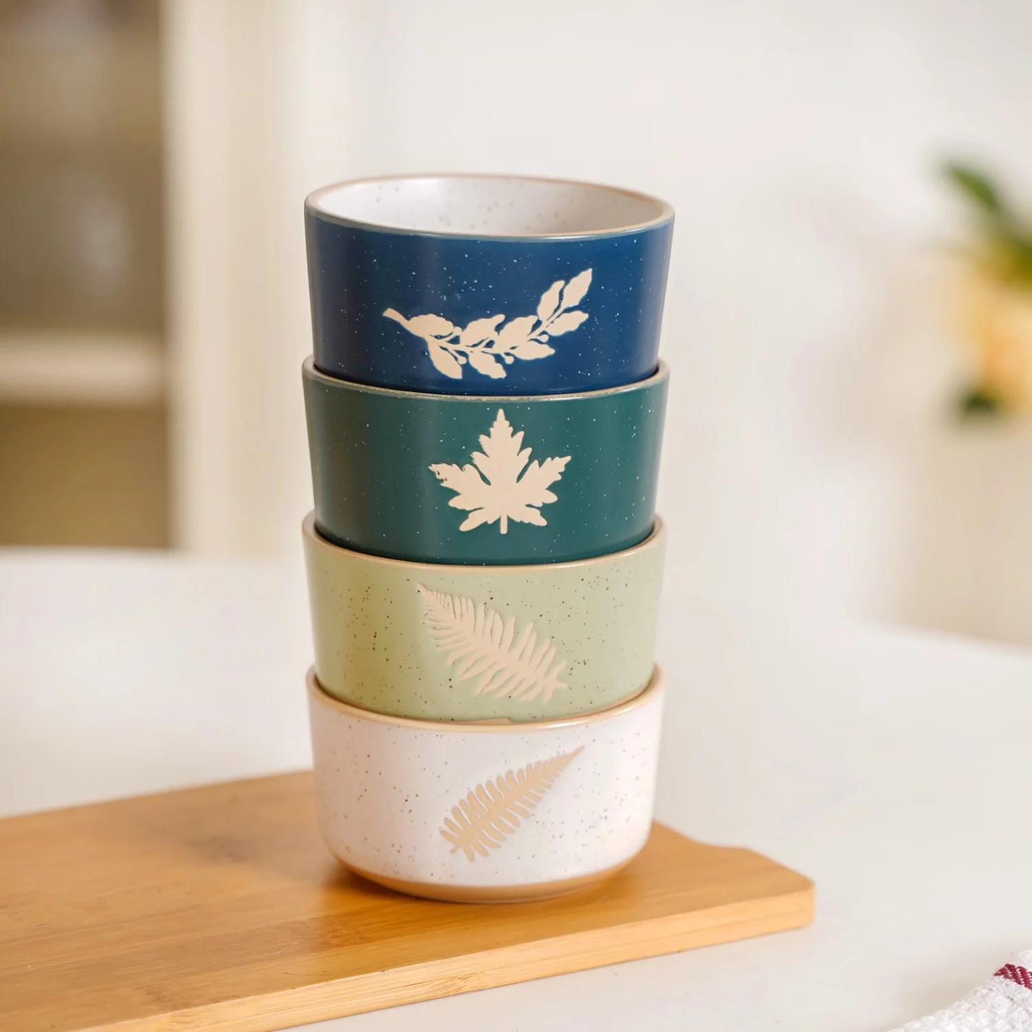 Spring Leaf Ceramic Snack Bowl Set Of 4 180ml - Image 5