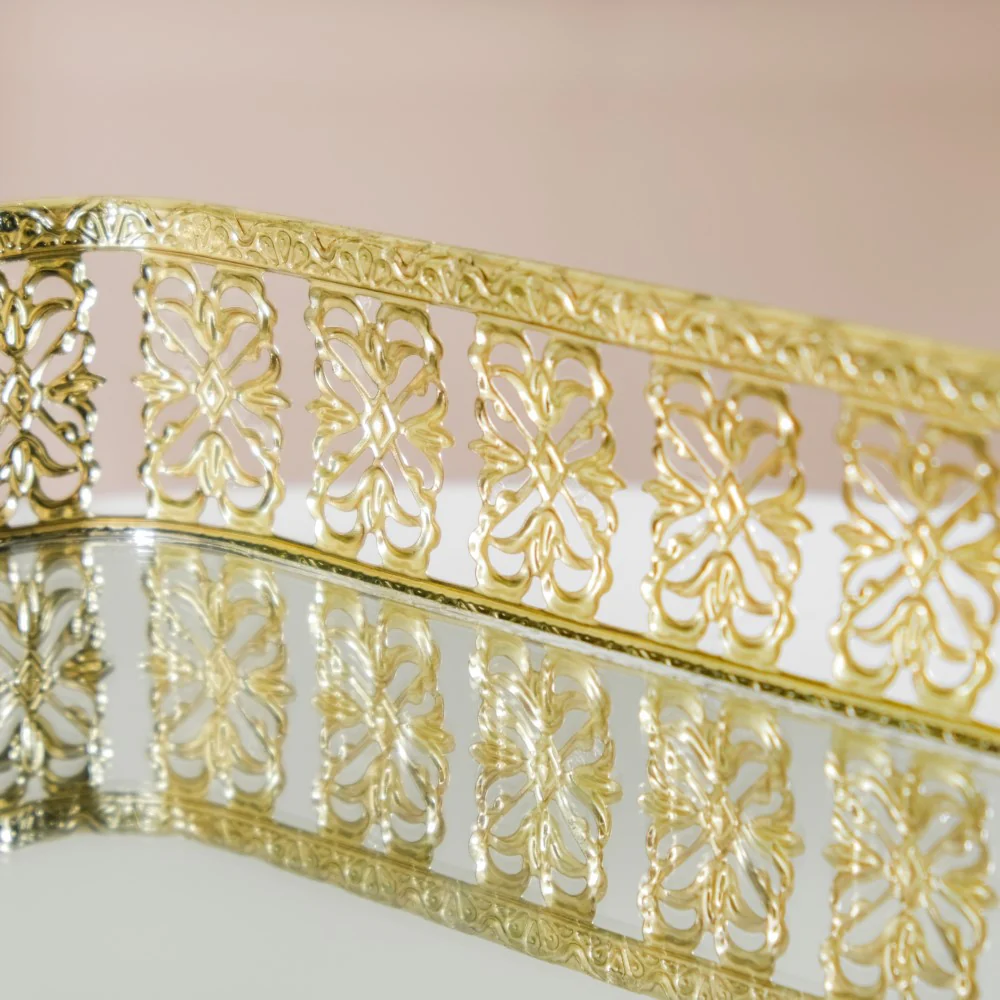 Square Gifting Tray With Mirror Gold Small - Image 13