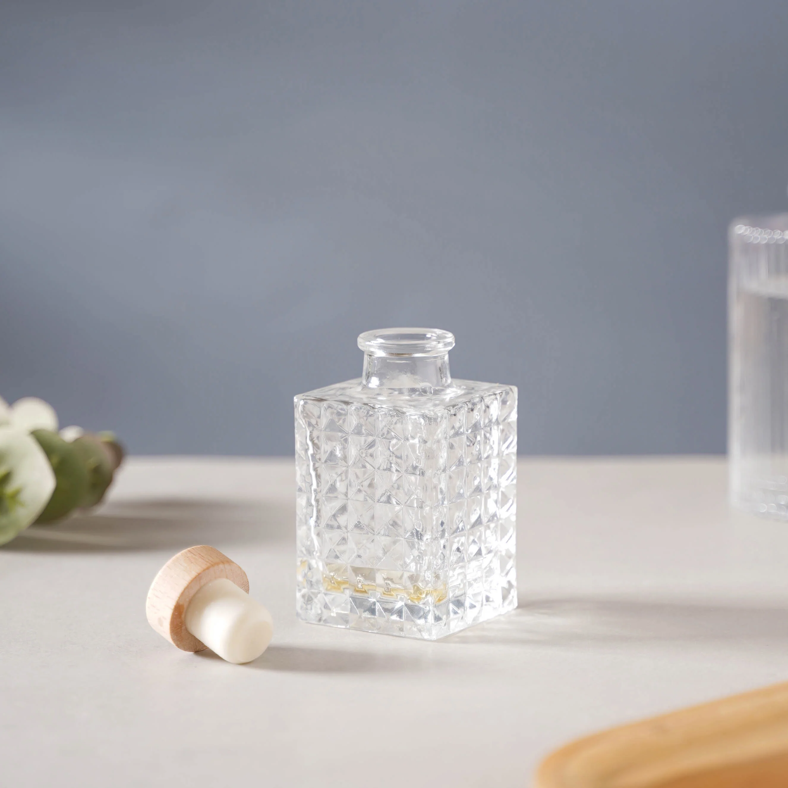 Square Textured Cork Glass Bottle - Image 7