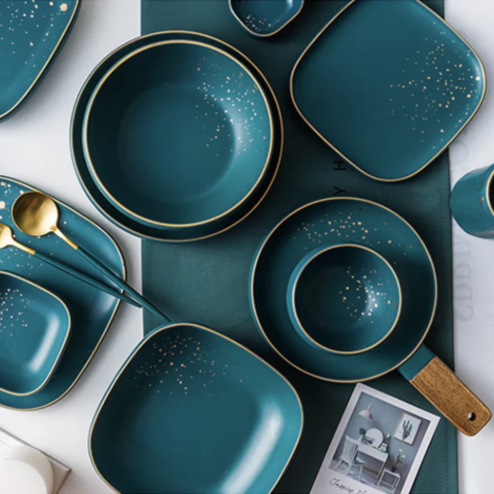 CARA square salad plate - midnight green - Image 2