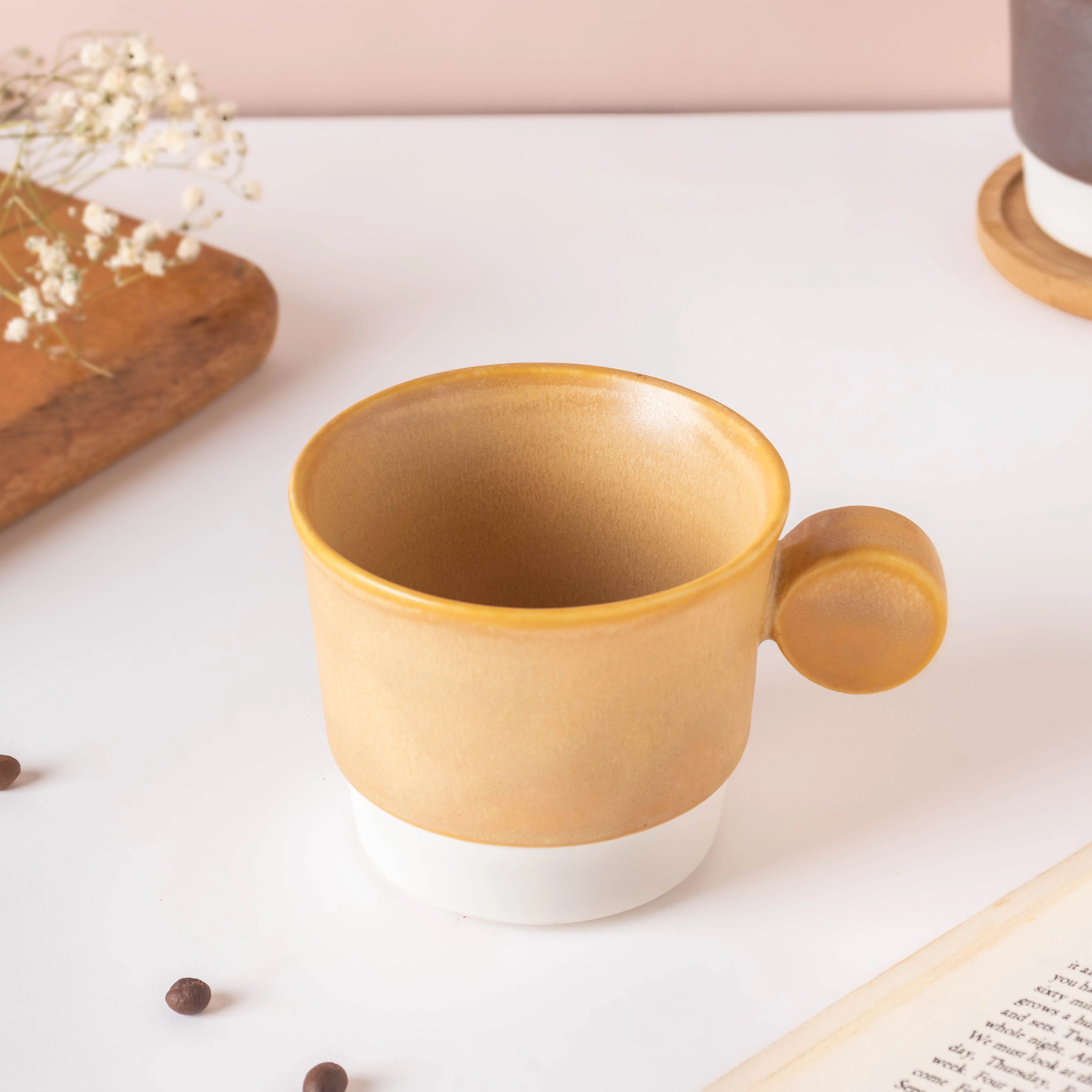 Stackable Ceramic Cup Beige 200 ml