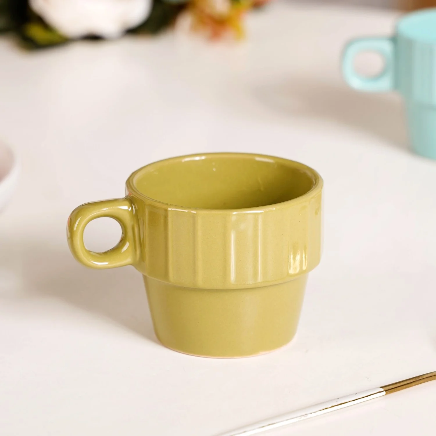 Stackable Mini Tea Cup Set Of 6 Kaori Sunset Hues 90ml - Image 12
