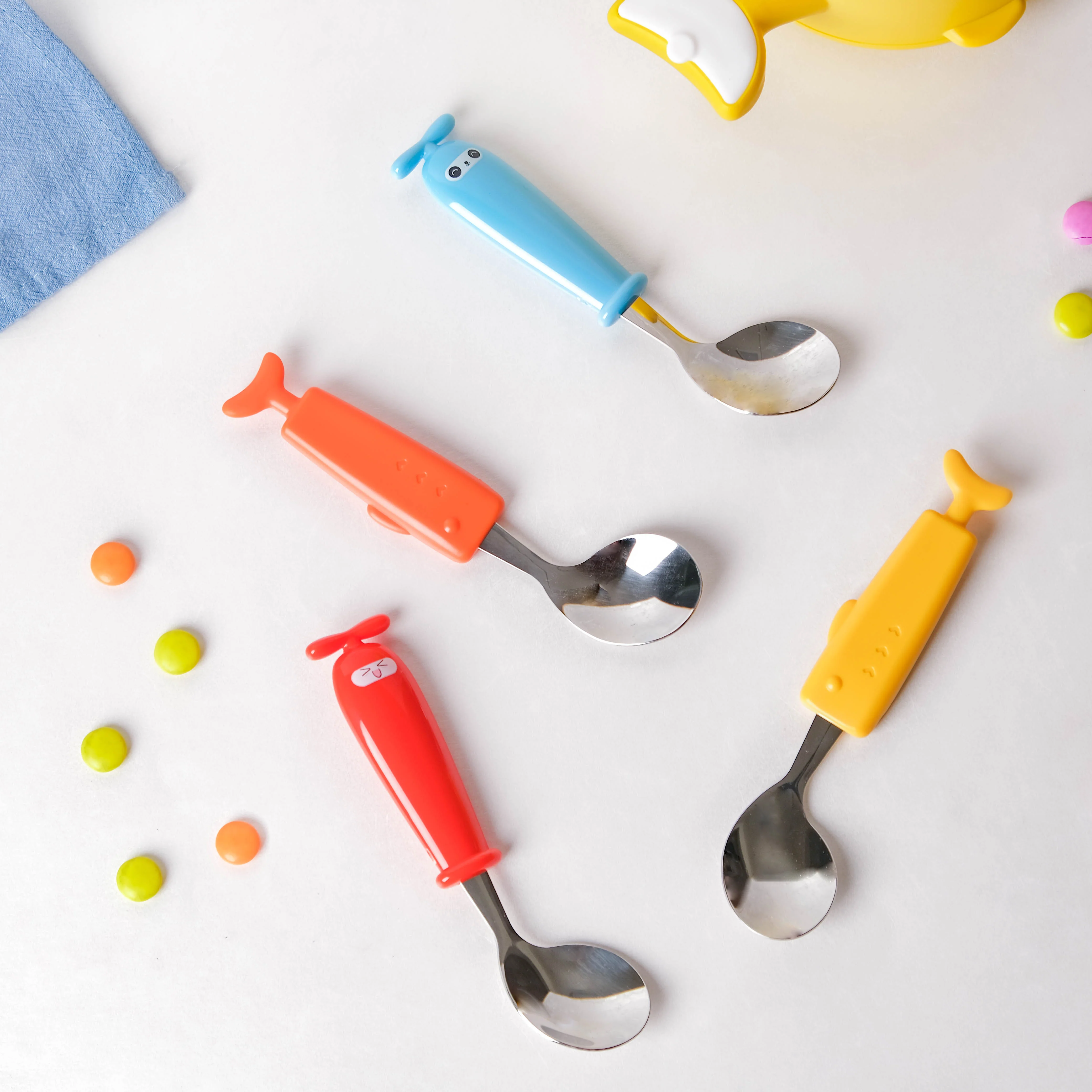 Stainless Steel Kids Feeding Spoon Orange - Image 6