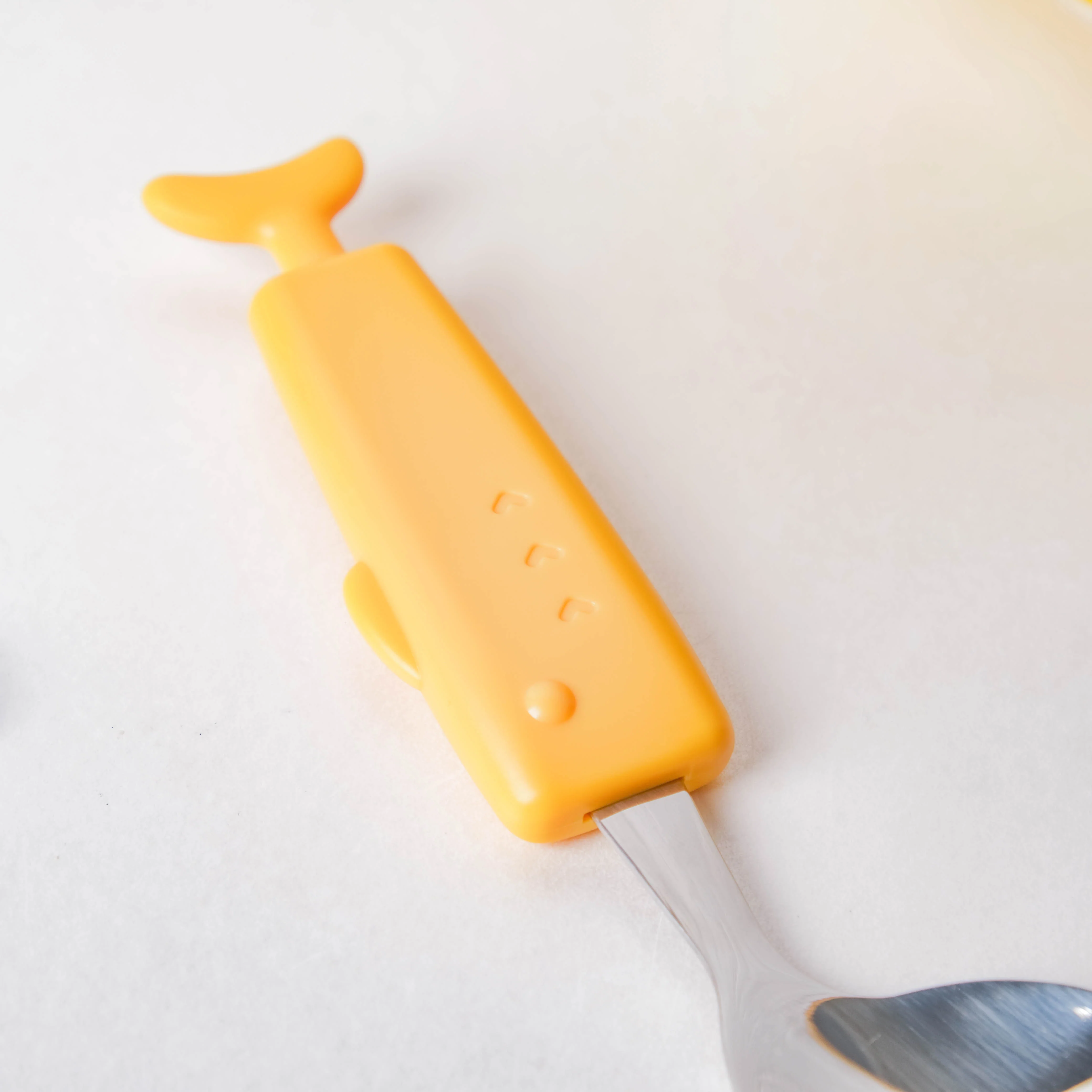 Stainless Steel Kids Feeding Spoon Yellow - Image 4