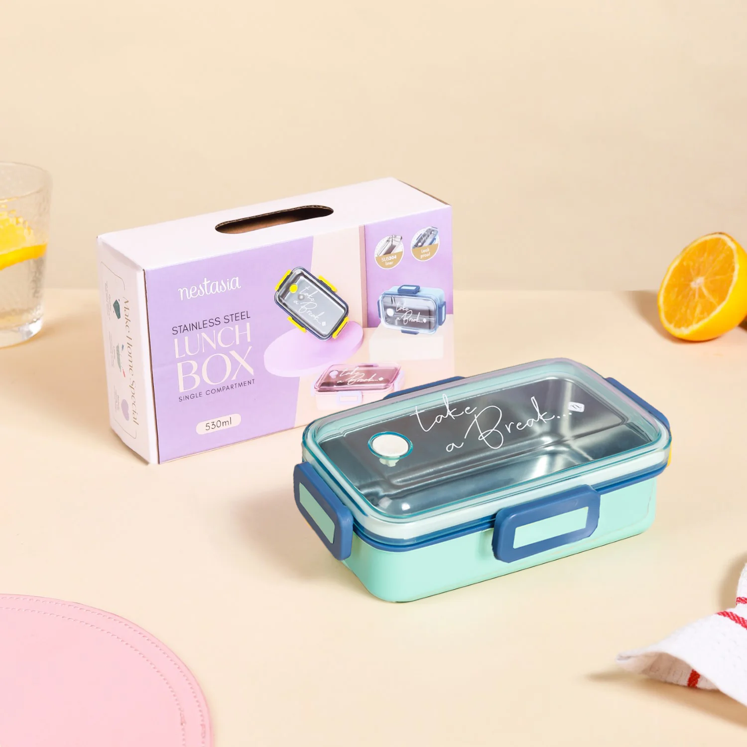 Stainless Steel Lunch Box Small Mint 530ml - Image 10