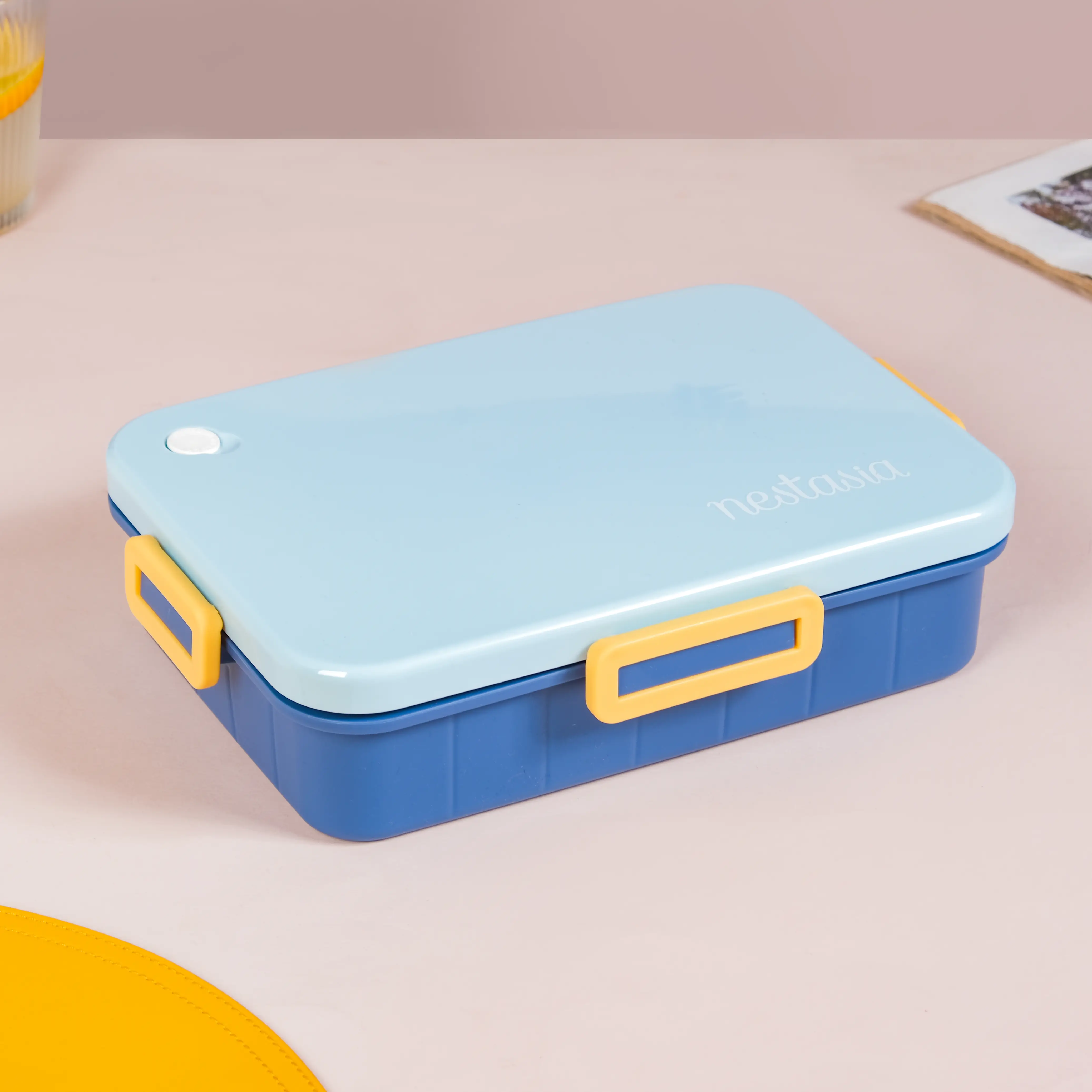 Stainless Steel Lunch Box With 4 Compartments Blue 900ml - Image 3