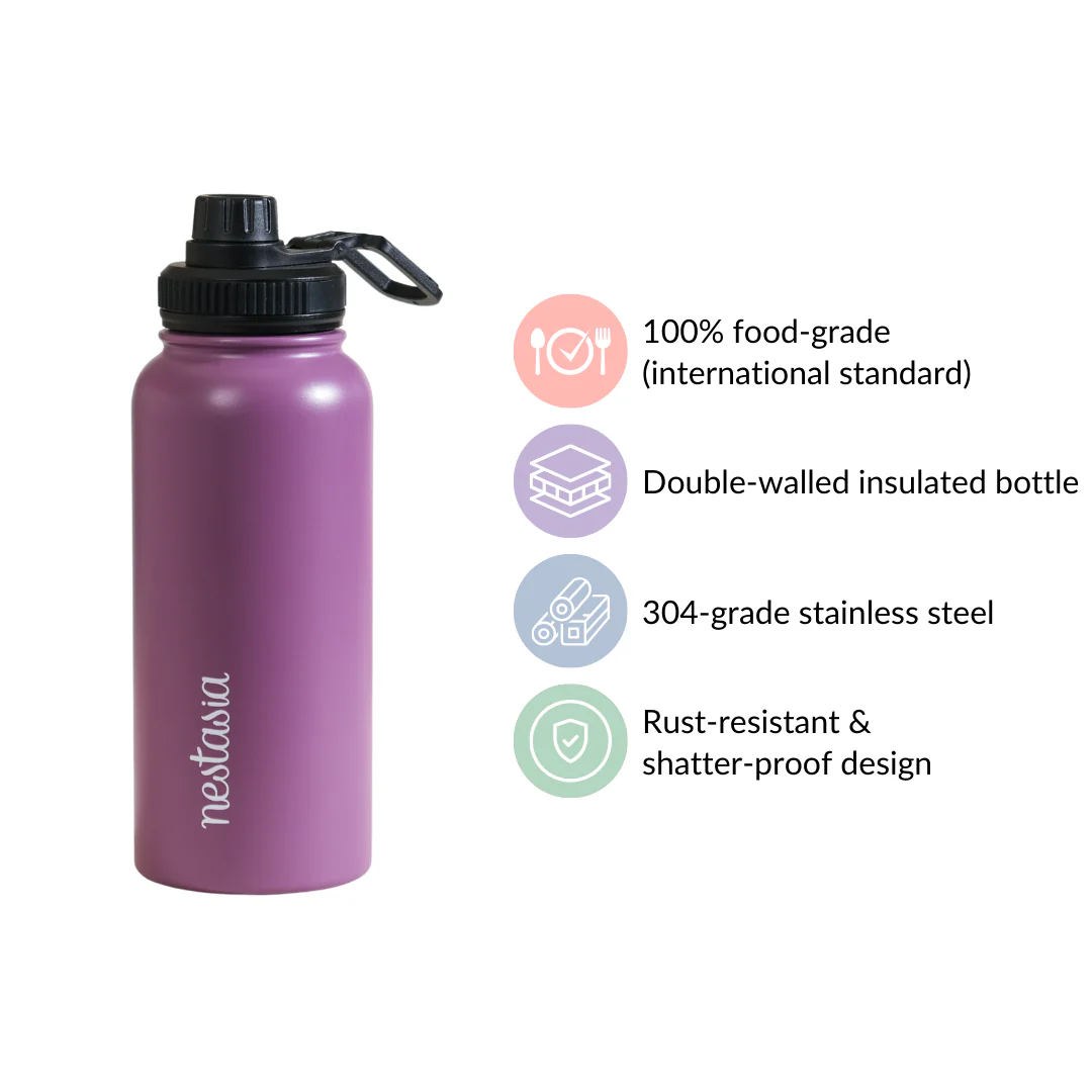 Stainless Steel Sipper Bottle Purple 1L - Image 5