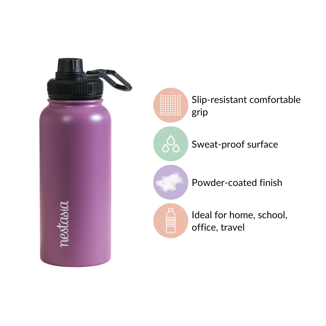 Stainless Steel Sipper Bottle Purple 1L - Image 7