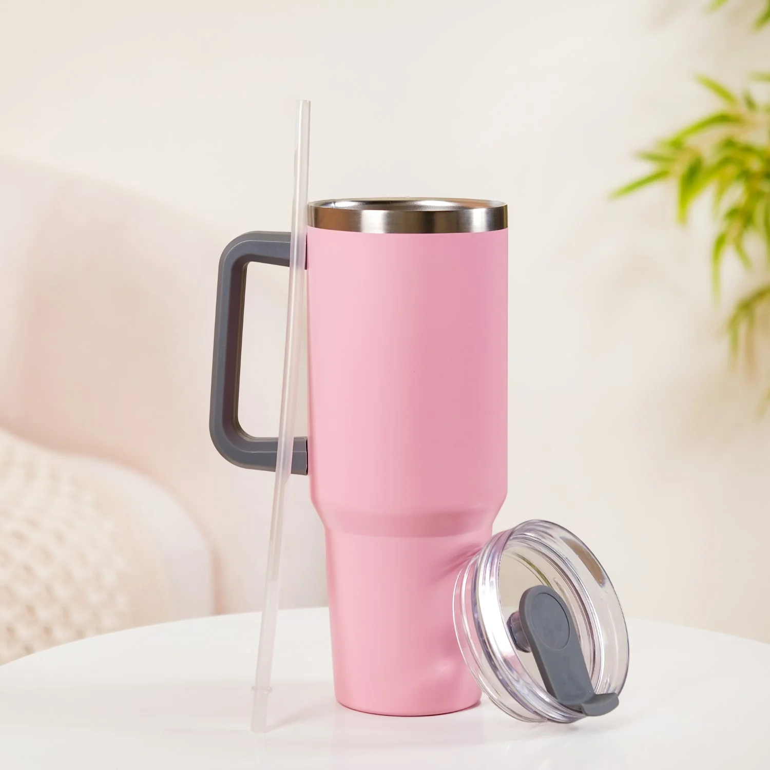 Stainless Steel Vacuum Insulated Tumbler With Lid Pink 1200ml - Image 11