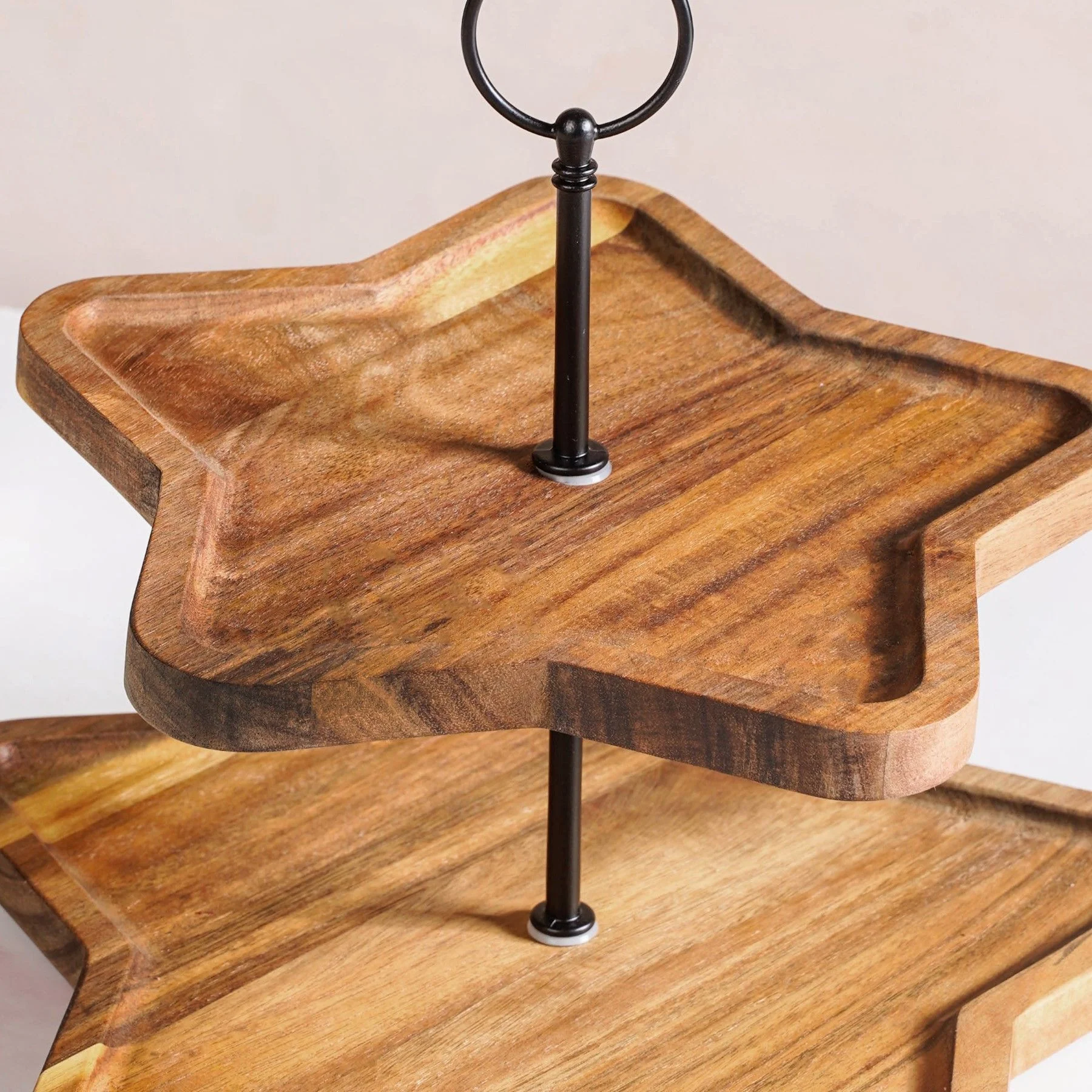 Star 2 Tier Wooden Cake Stand - Image 5