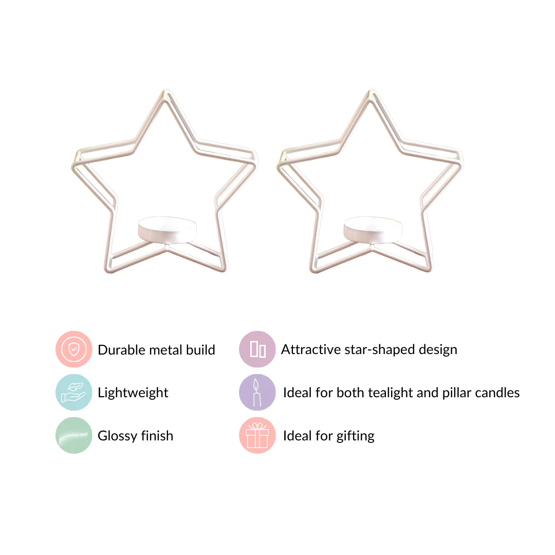 Star Candle Holder Set of 2 Off White - Image 4
