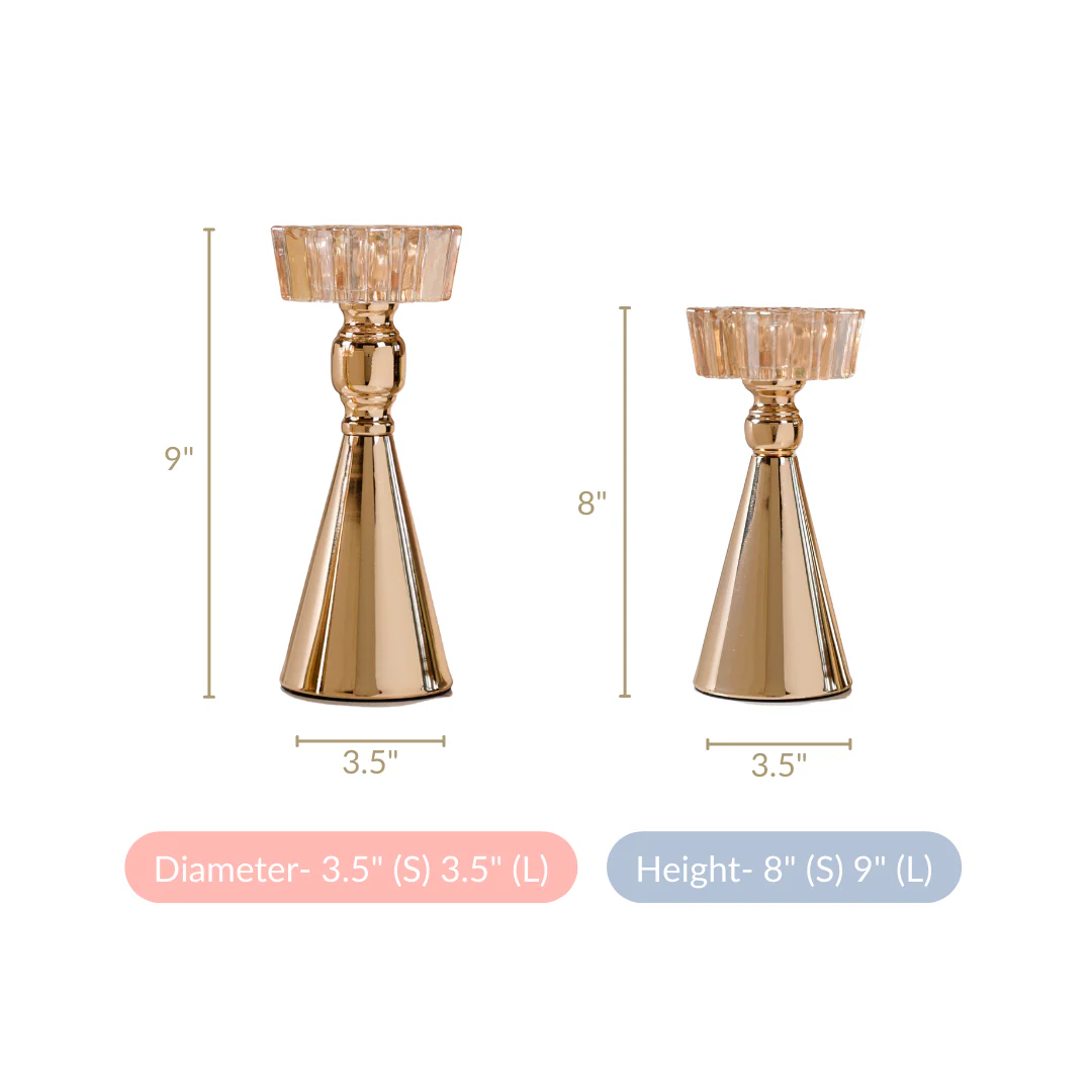 Star Crystal Gold Candle Holder Set Of 2 - Image 6