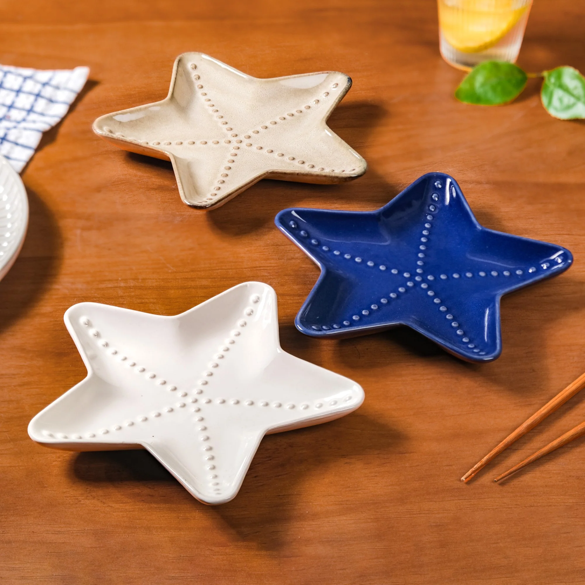 Star Fish Ceramic Snack Plate Set Of 3 - Image 9