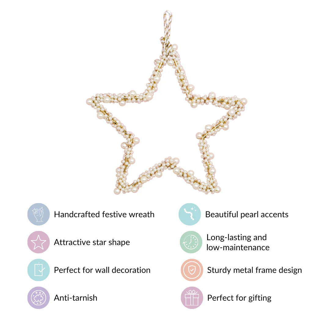 Star Shape Metal Frame Christmas Wreath 8 Inch - Image 6