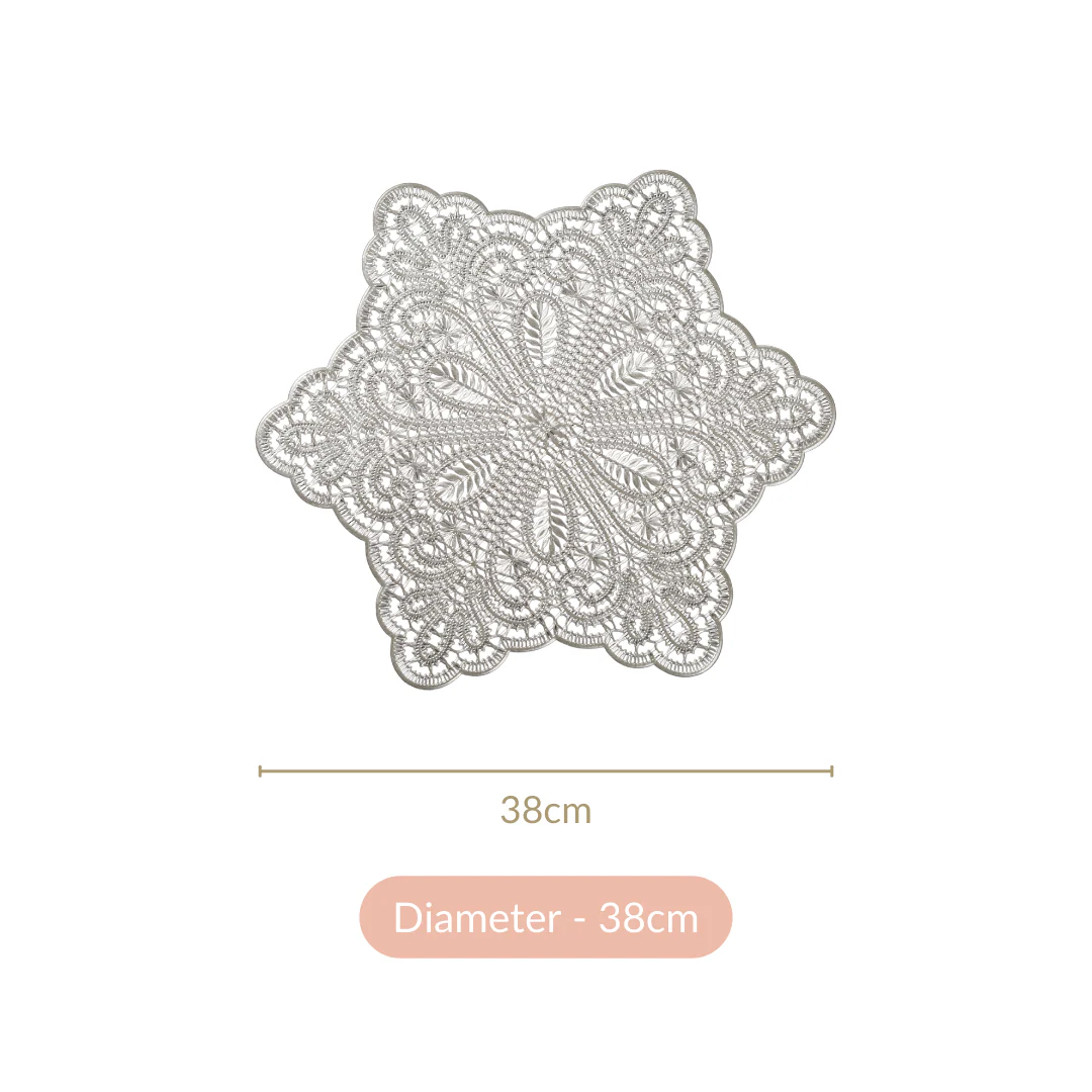 Star Shaped Cutwork Table Mat Silver Set Of 6 - Image 11