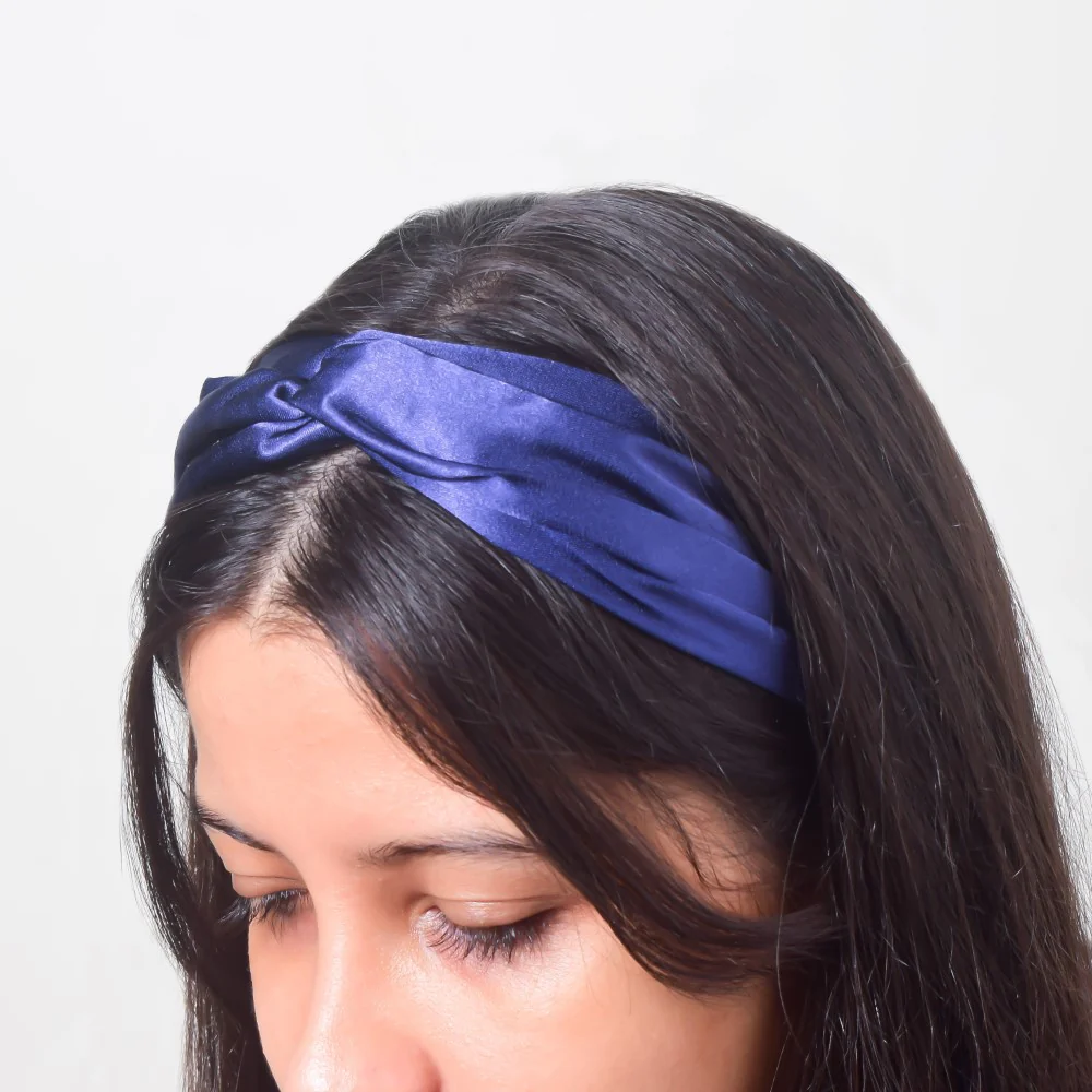 Starry Night Blue Satin Hair Band - Image 2