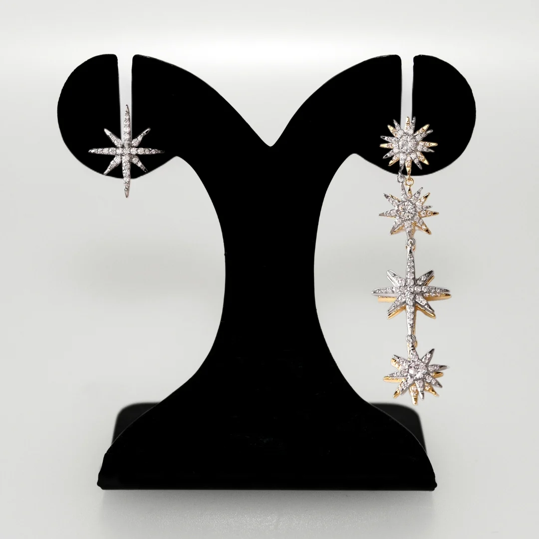 Starry Night Stone Studded Silver Earrings - Image 6