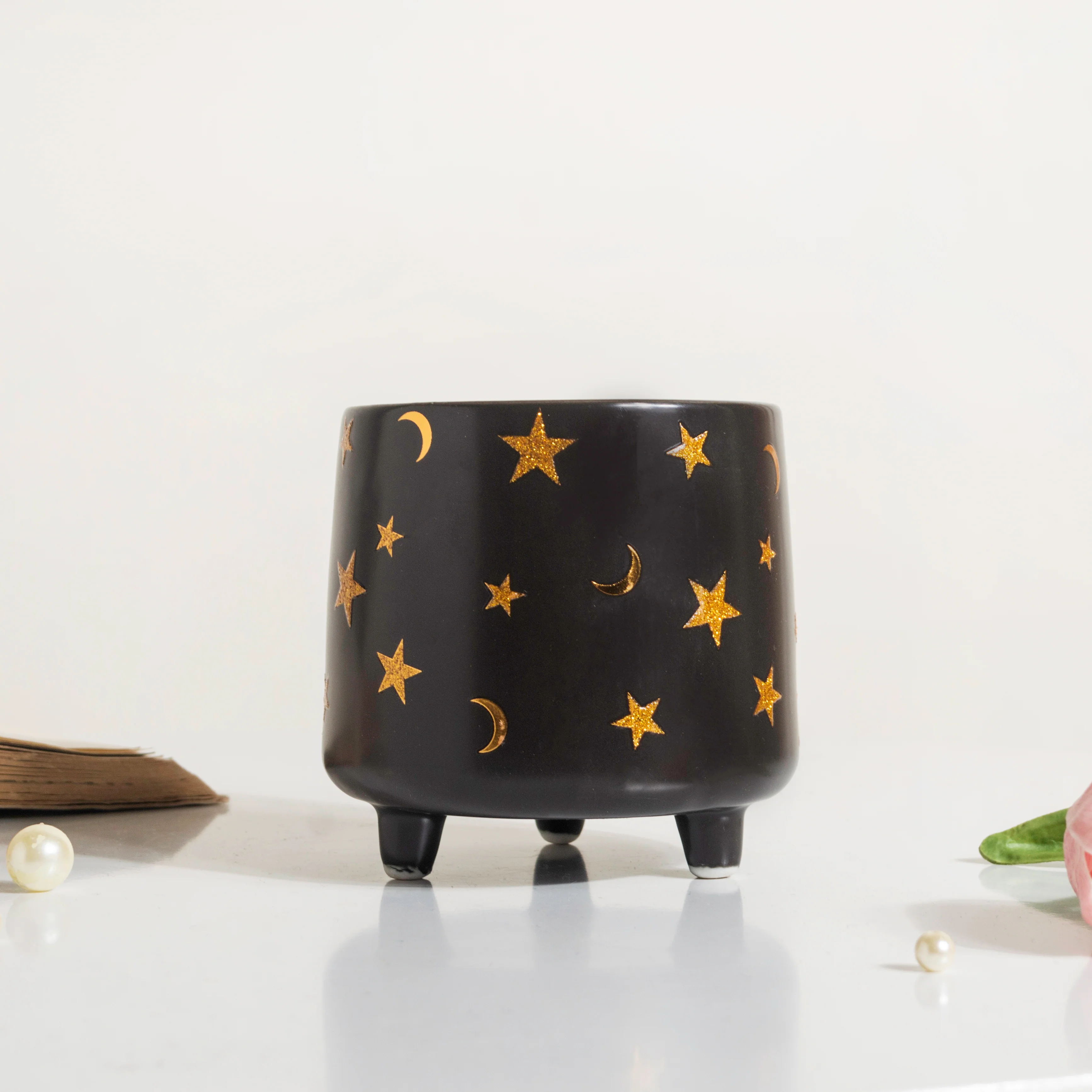 Stars and Moons Black Ceramic Planter Small - Image 7