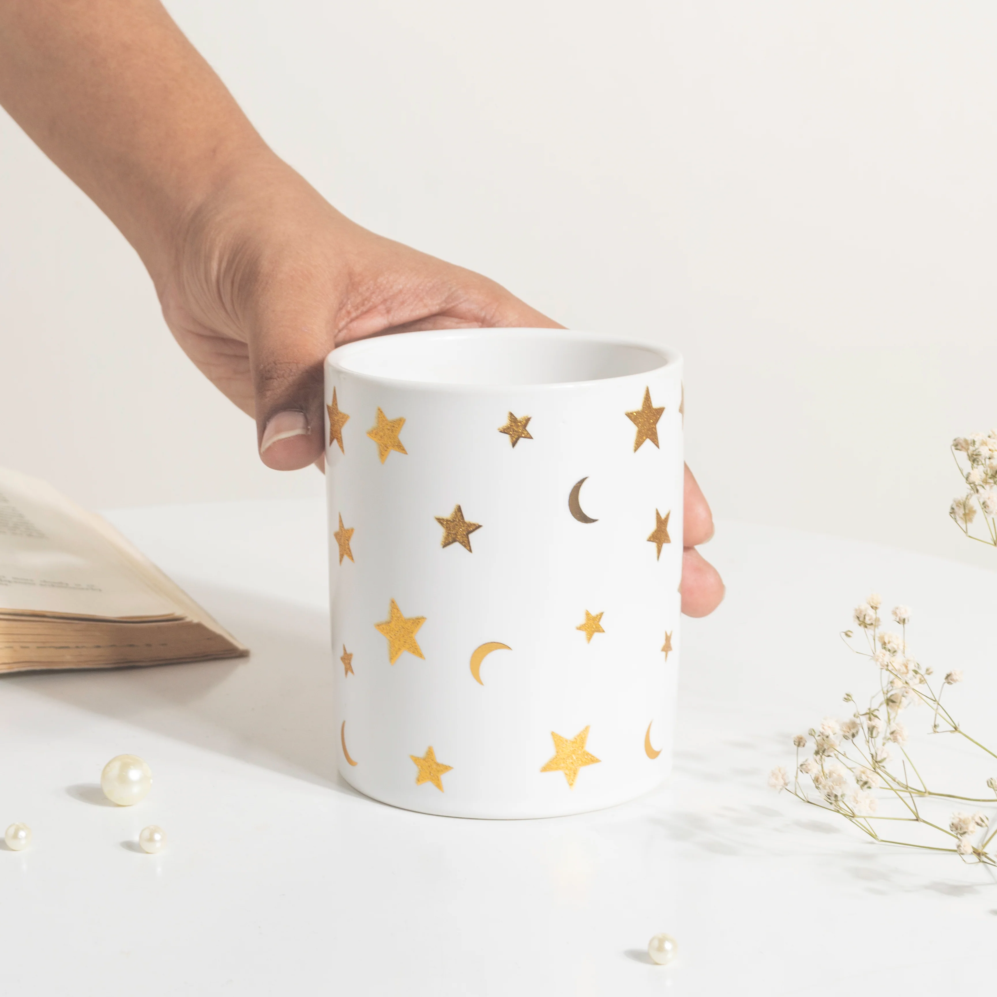 Stars and Moons White Ceramic Organiser - Image 3