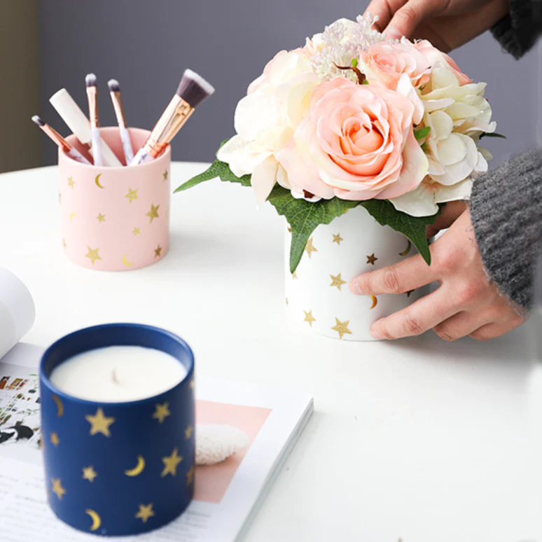 Stars and Moons White Ceramic Planter Large - Image 9